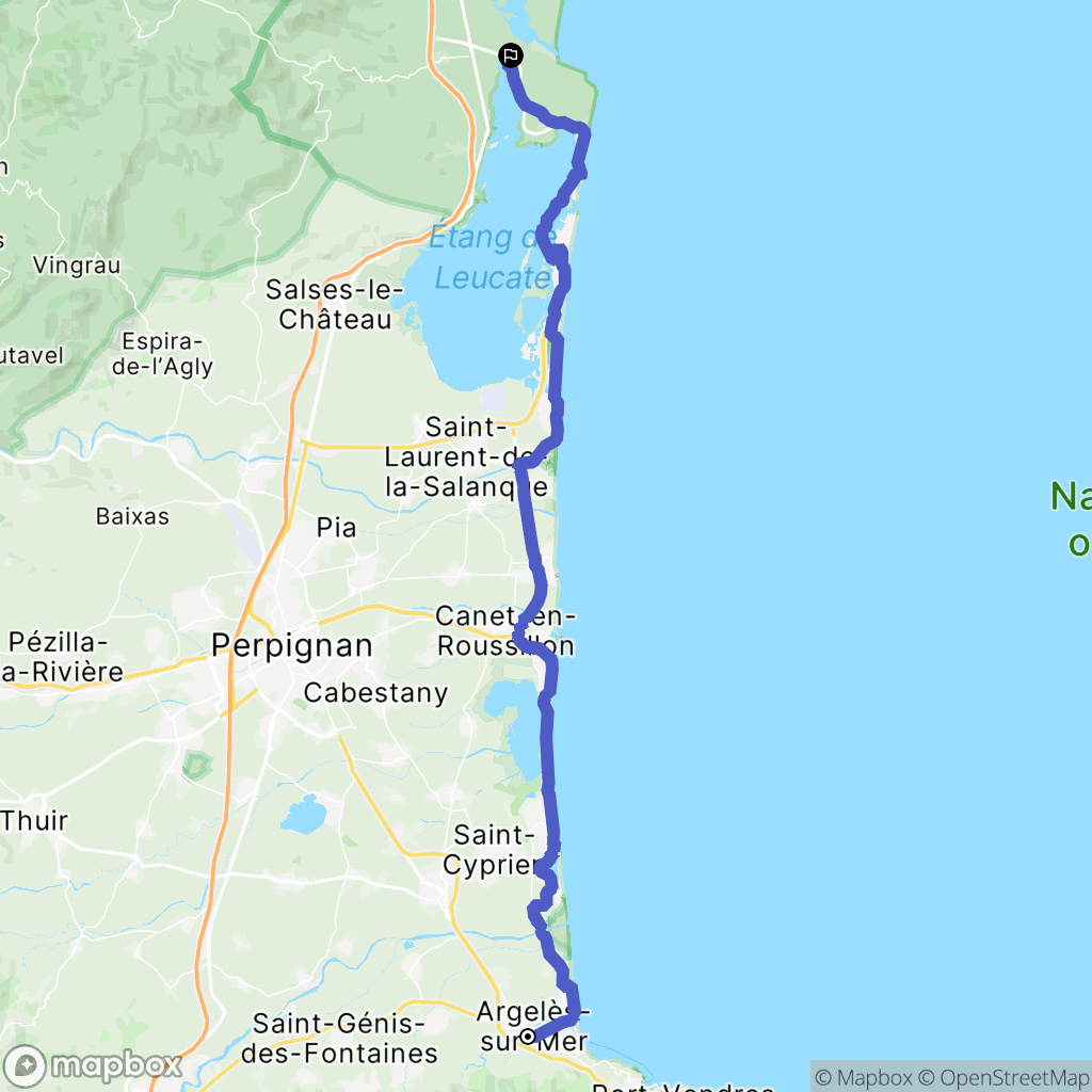 Argelès-sur-Mer : carte du parcours de randonnée - France