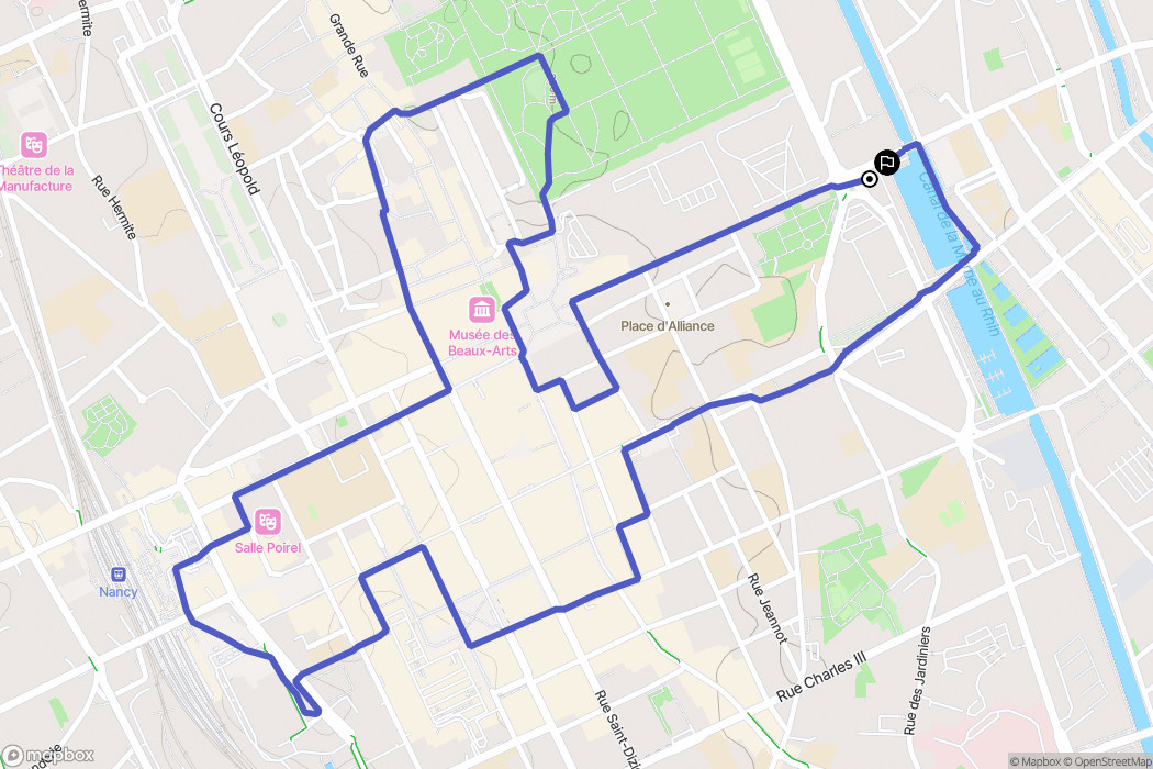 Nancy : carte du parcours de randonnée - France