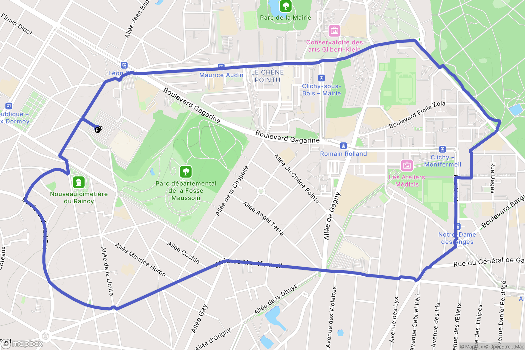 Clichy-sous-Bois : carte du parcours de randonnée - France