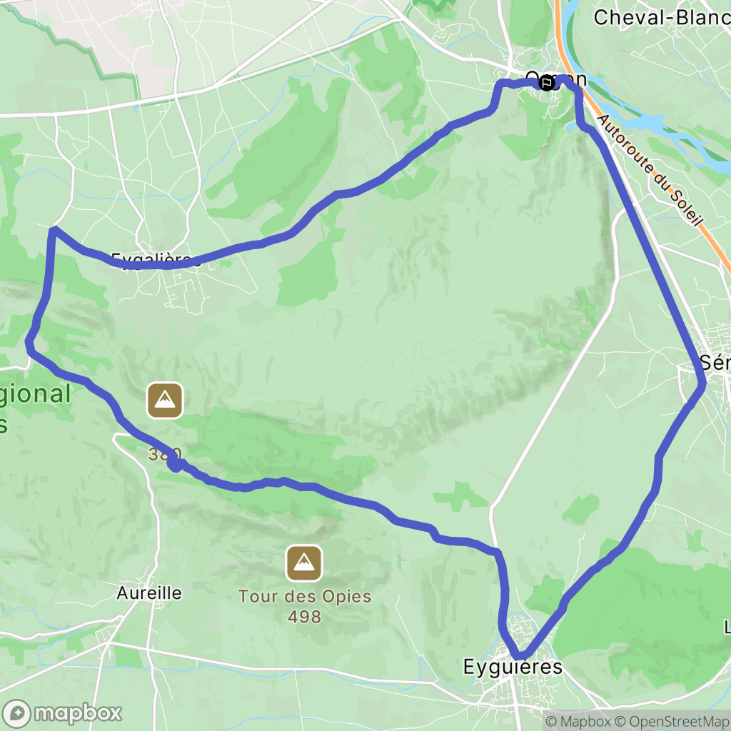 Orgon : carte du parcours de randonnée - France