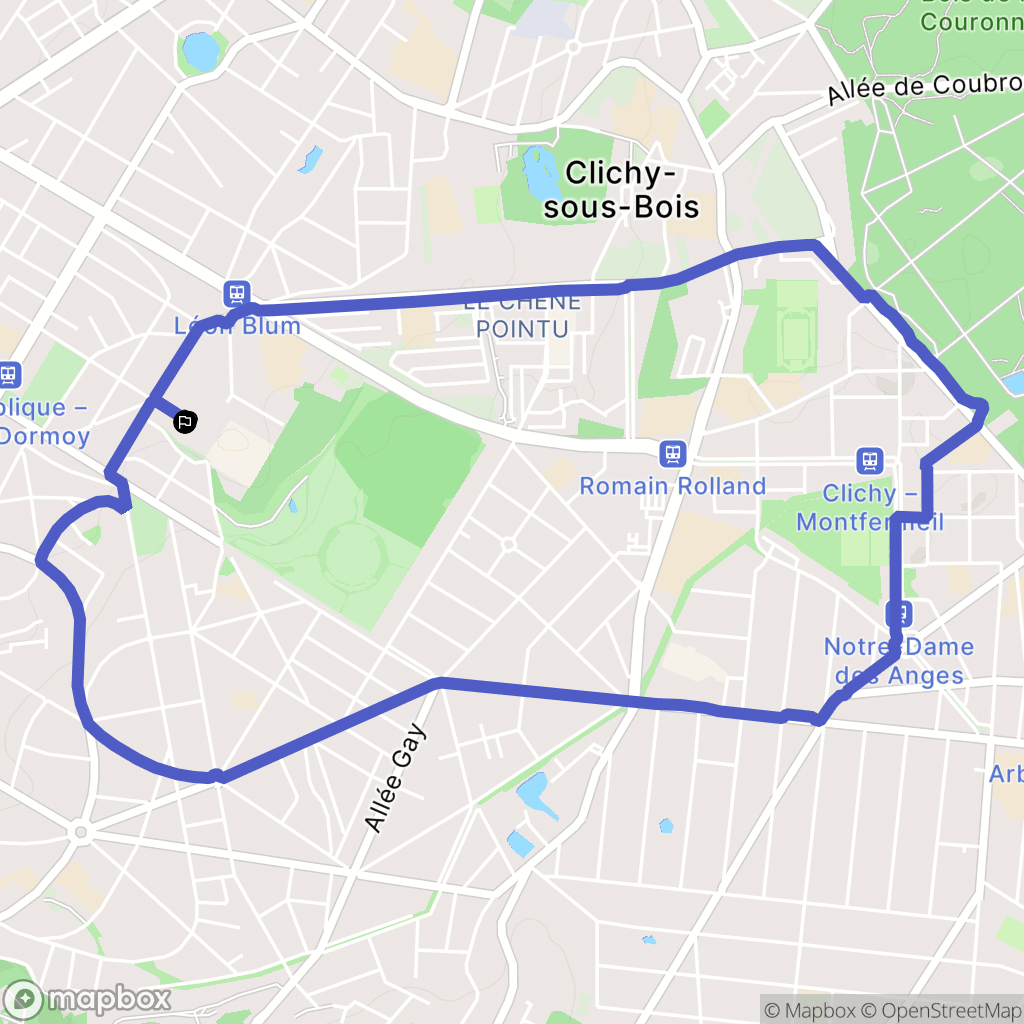 Clichy-sous-Bois : carte du parcours de randonnée - France