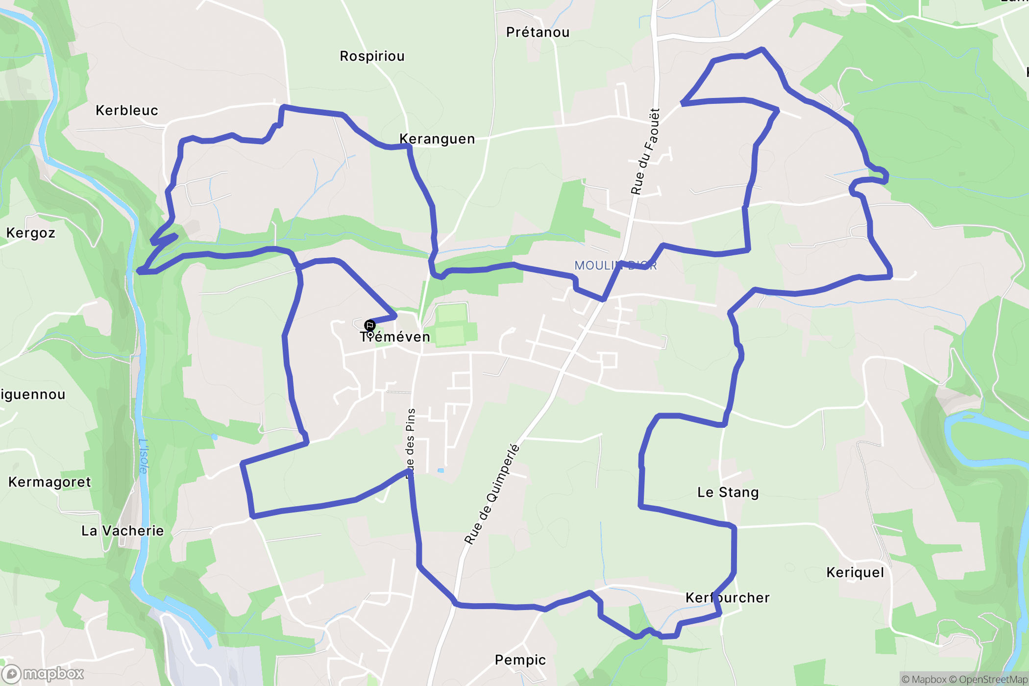 Tréméven : carte du parcours de randonnée - France