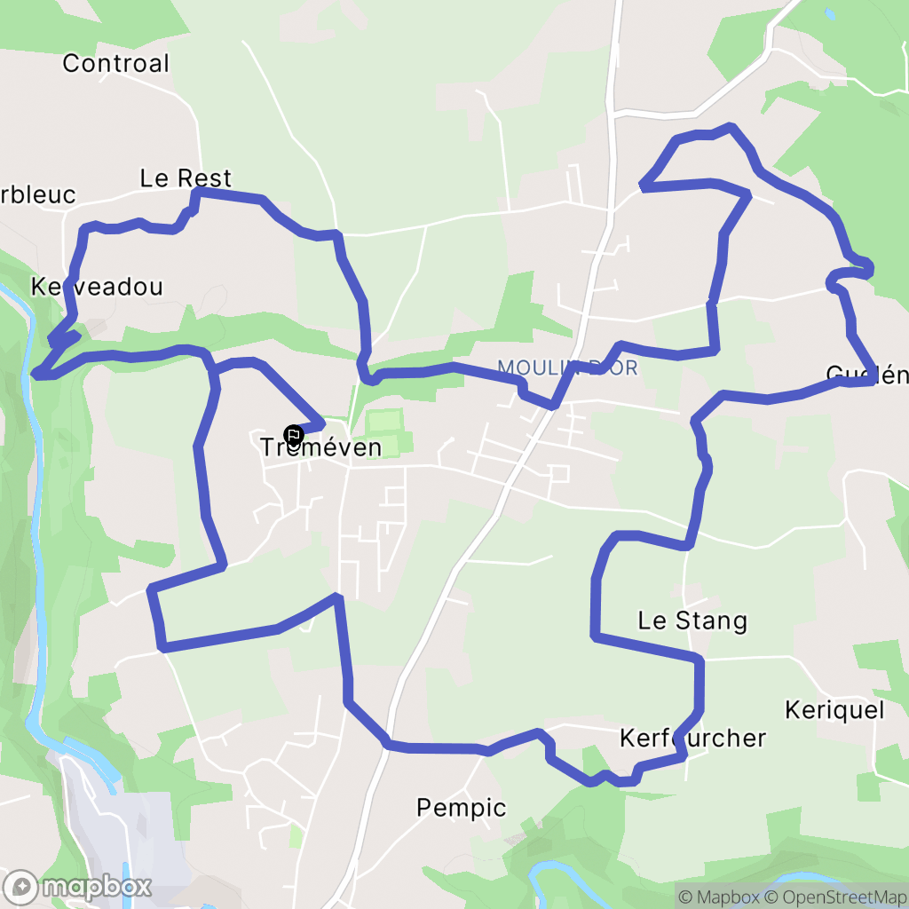 Tréméven : carte du parcours de randonnée - France