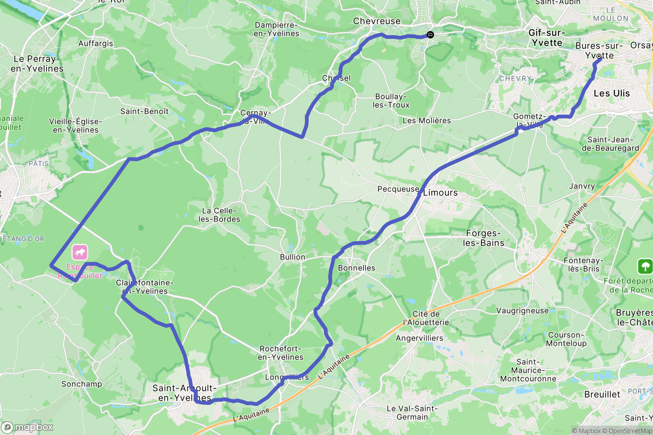 Bures-sur-Yvette : carte du parcours de randonnée - France