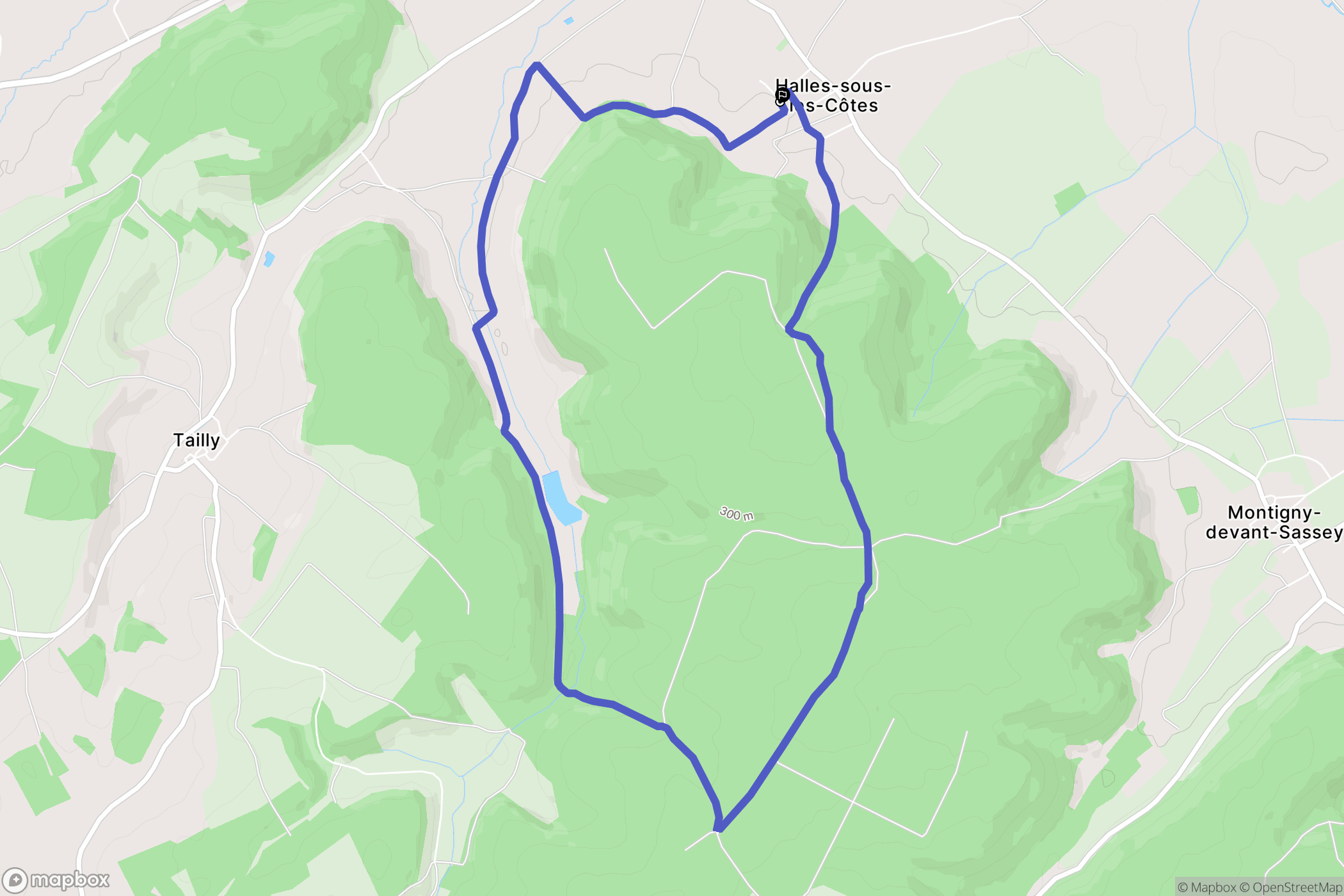 Halles-sous-les-Côtes : carte du parcours de randonnée - France