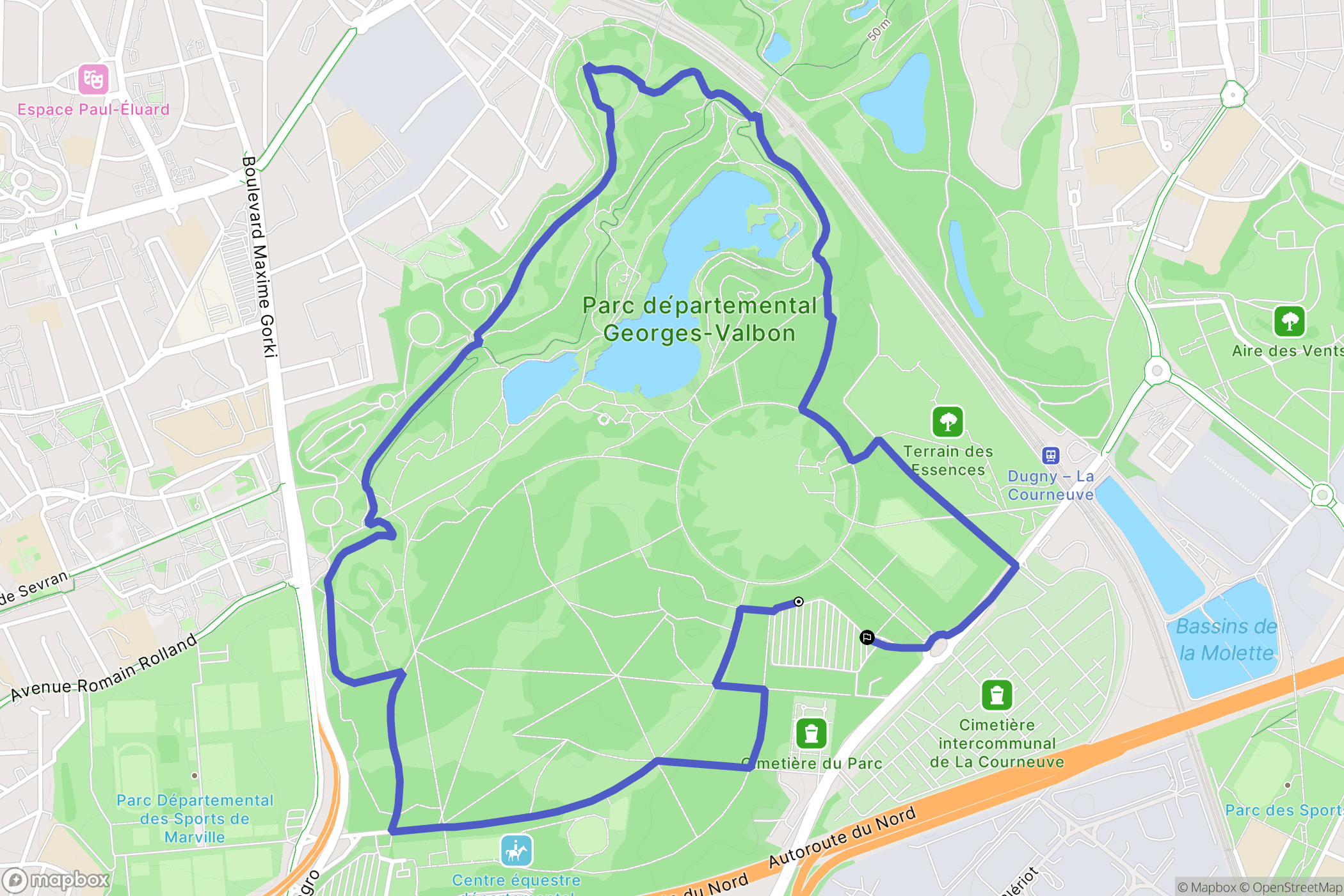 La Courneuve : carte du parcours de randonnée - France