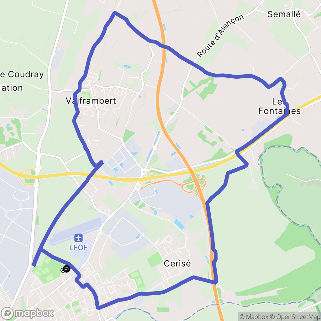 Alençon : carte du parcours de randonnée - France