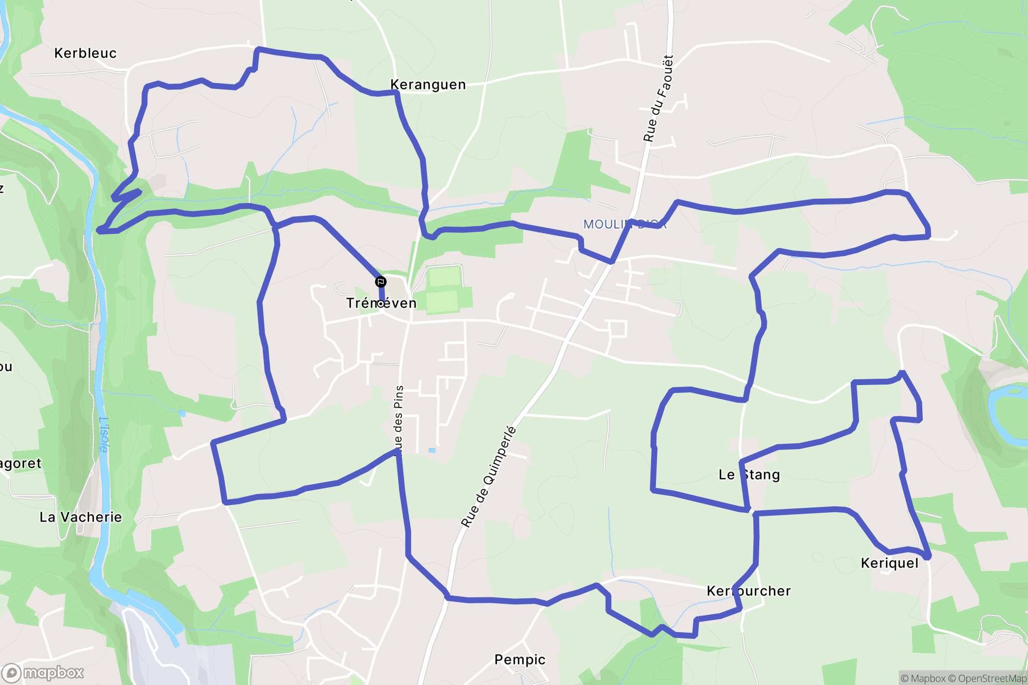 Tréméven : carte du parcours de randonnée - France