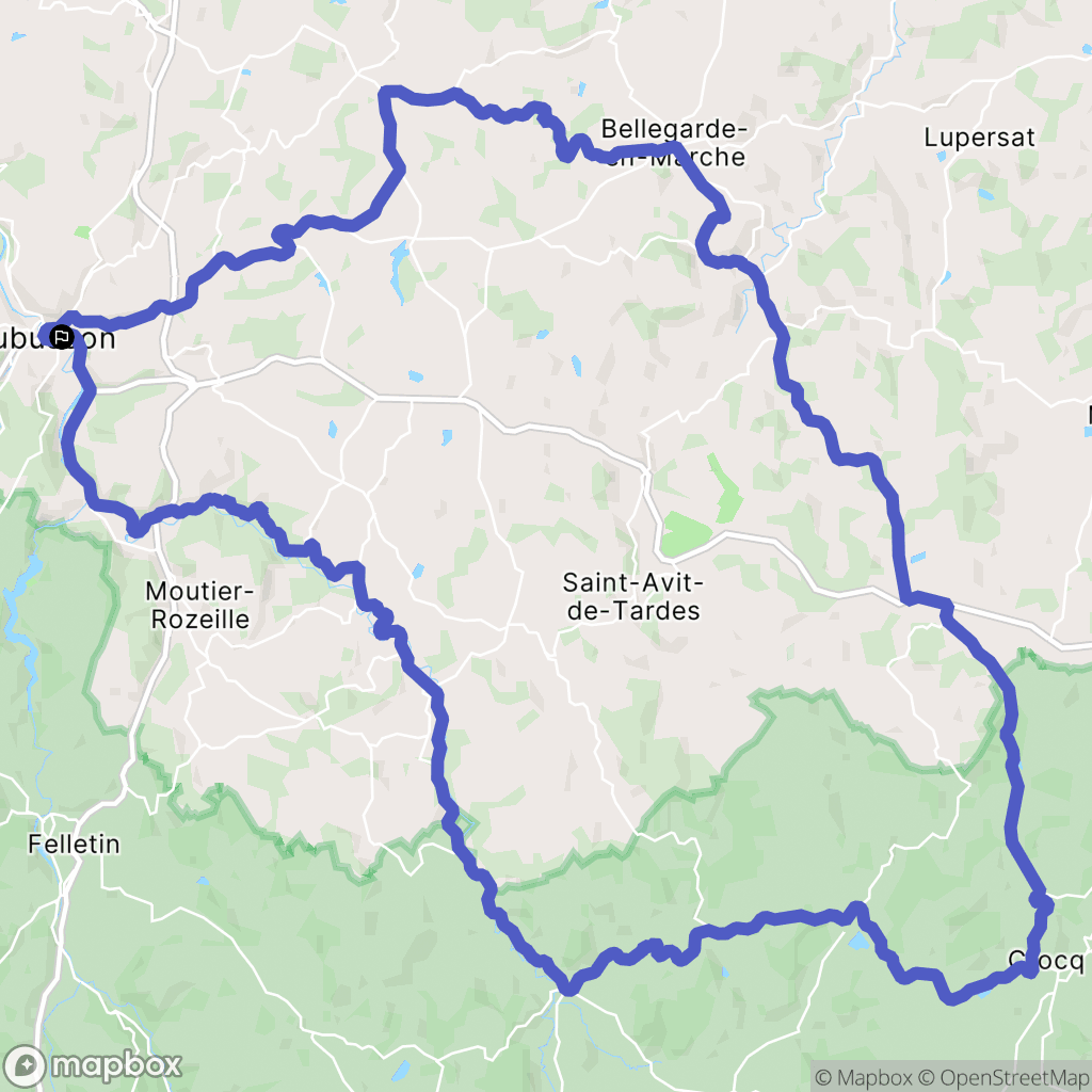 Aubusson : carte du parcours de randonnée - France