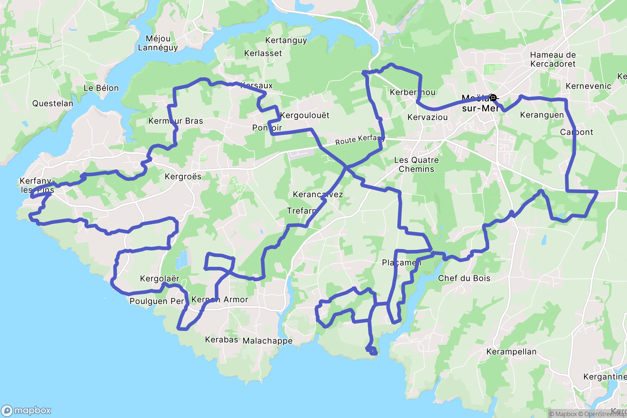 Moëlan-sur-Mer : carte du parcours de randonnée - France