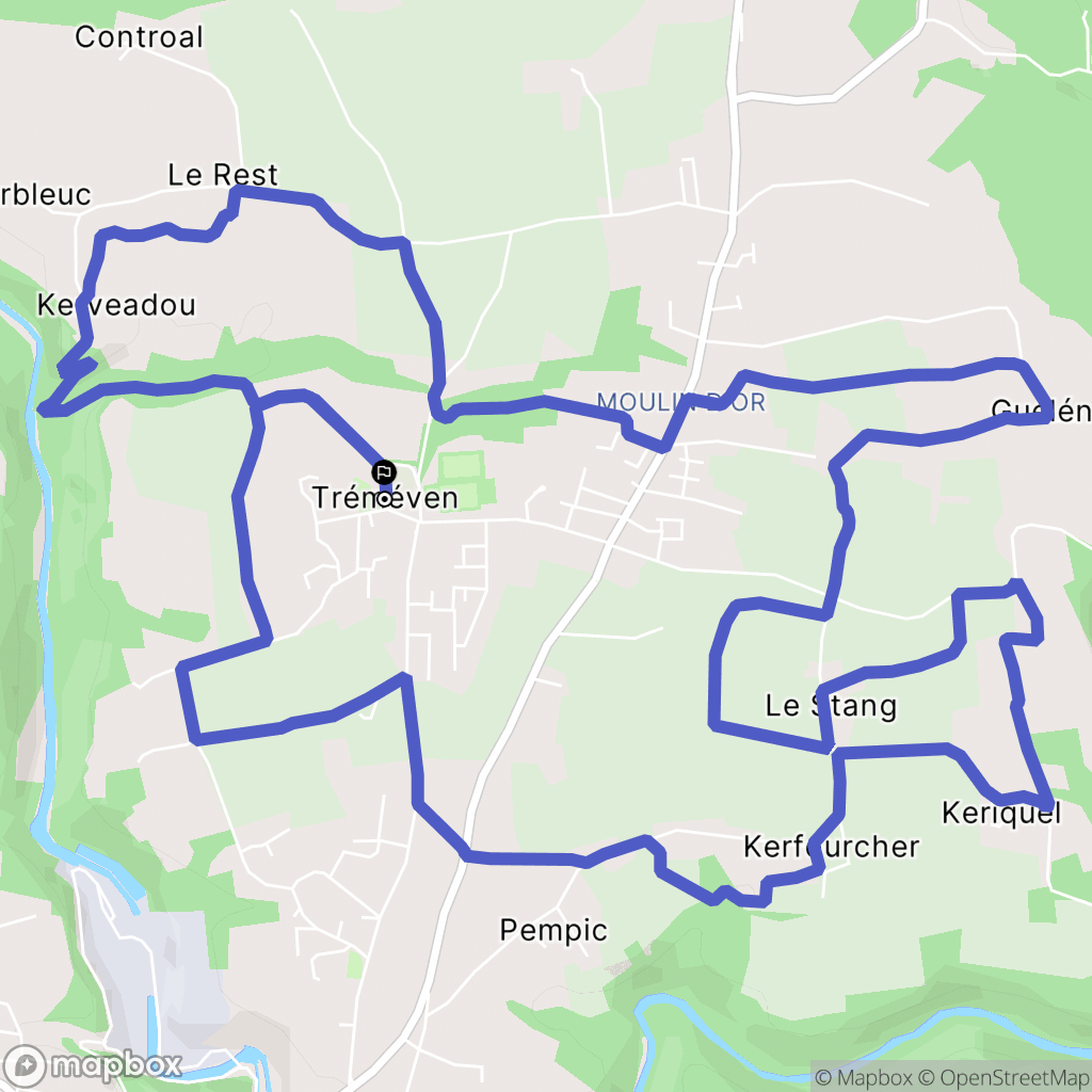Tréméven : carte du parcours de randonnée - France