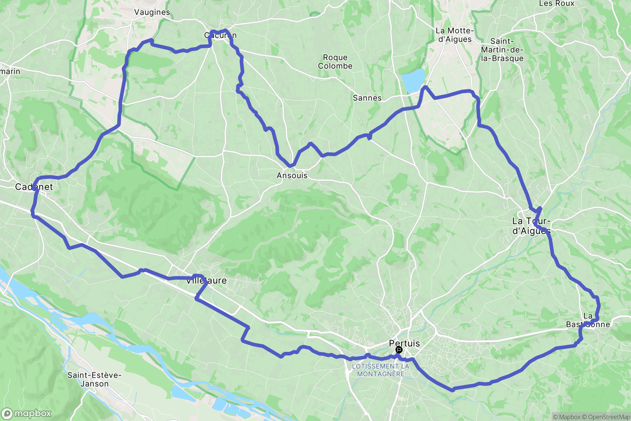Pertuis : carte du parcours de randonnée - France