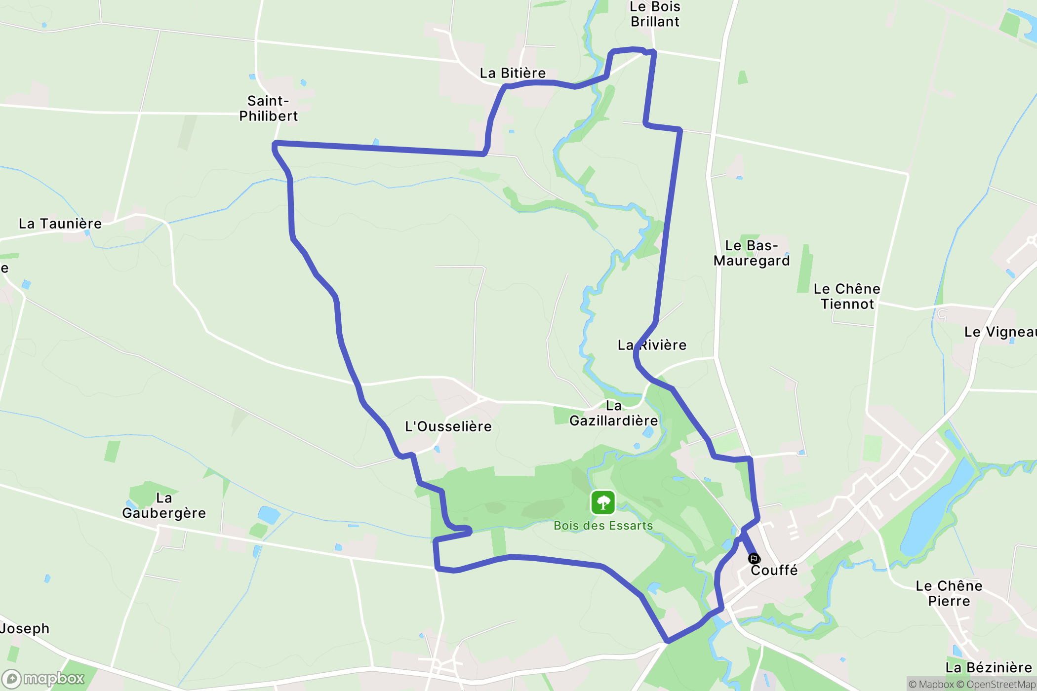 Couffé : carte du parcours de randonnée - France