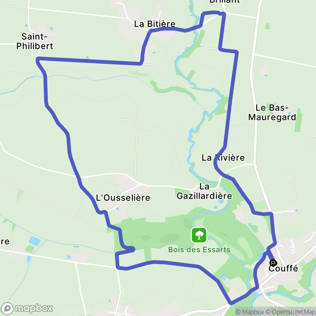 Couffé : carte du parcours de randonnée - France