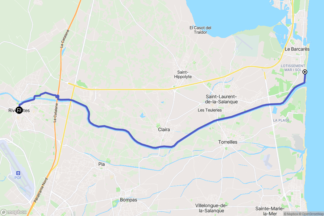 Le Barcarès : carte du parcours de randonnée - France