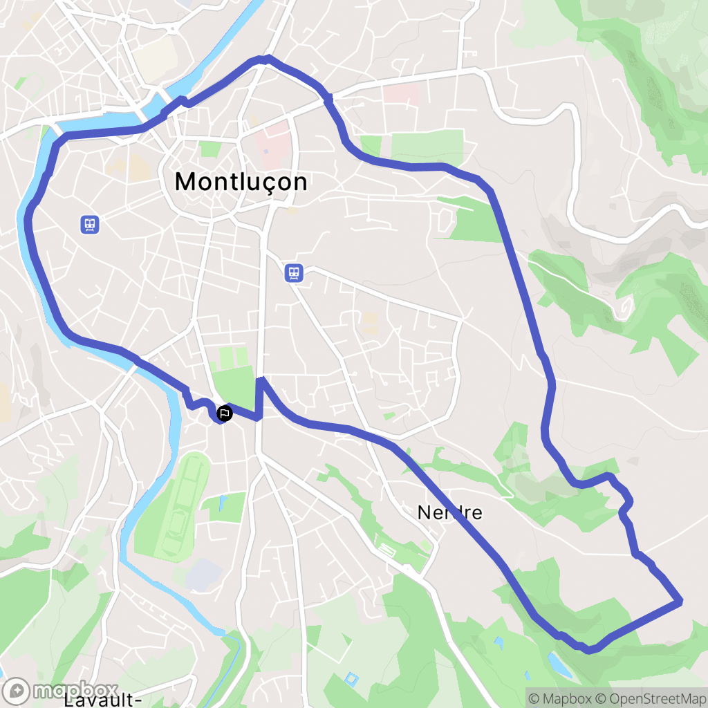 Montluçon : carte du parcours de randonnée - France