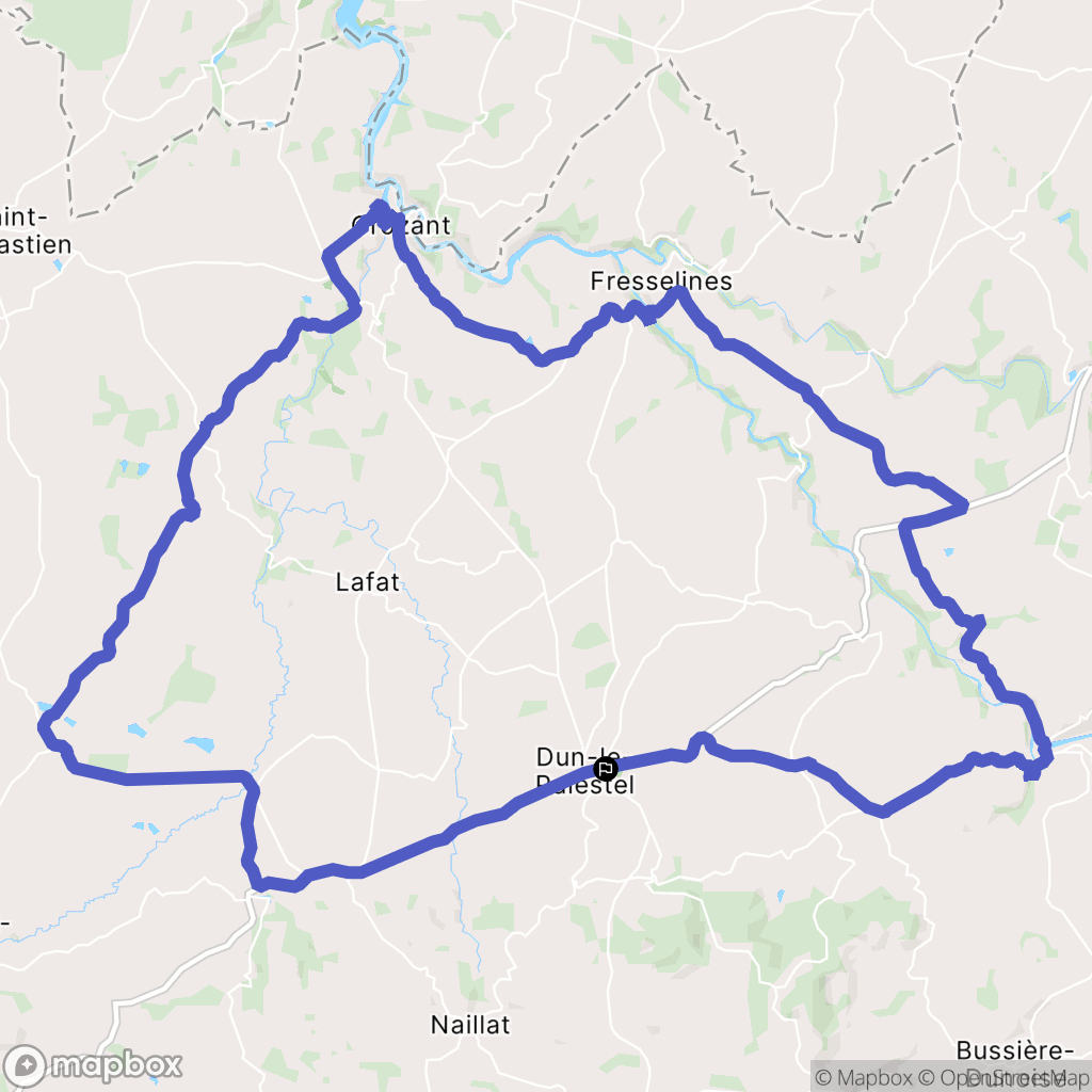 Dun-le-Palestel : carte du parcours de randonnée - France
