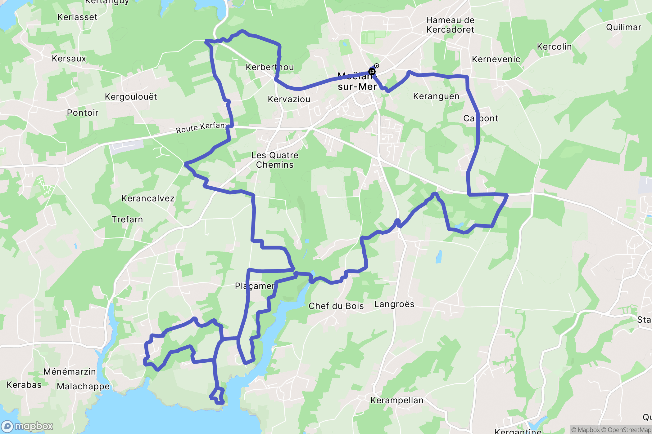 Moëlan-sur-Mer : carte du parcours de randonnée - France