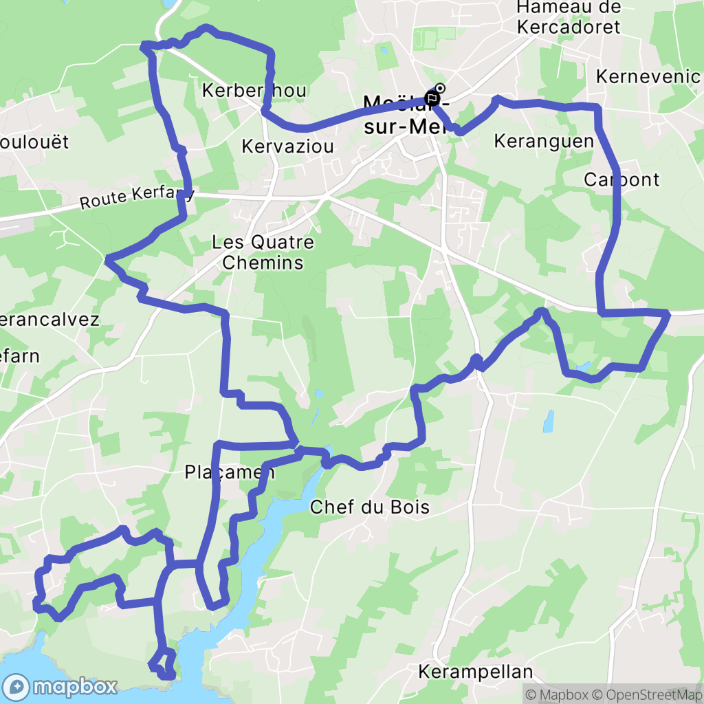 Moëlan-sur-Mer : carte du parcours de randonnée - France