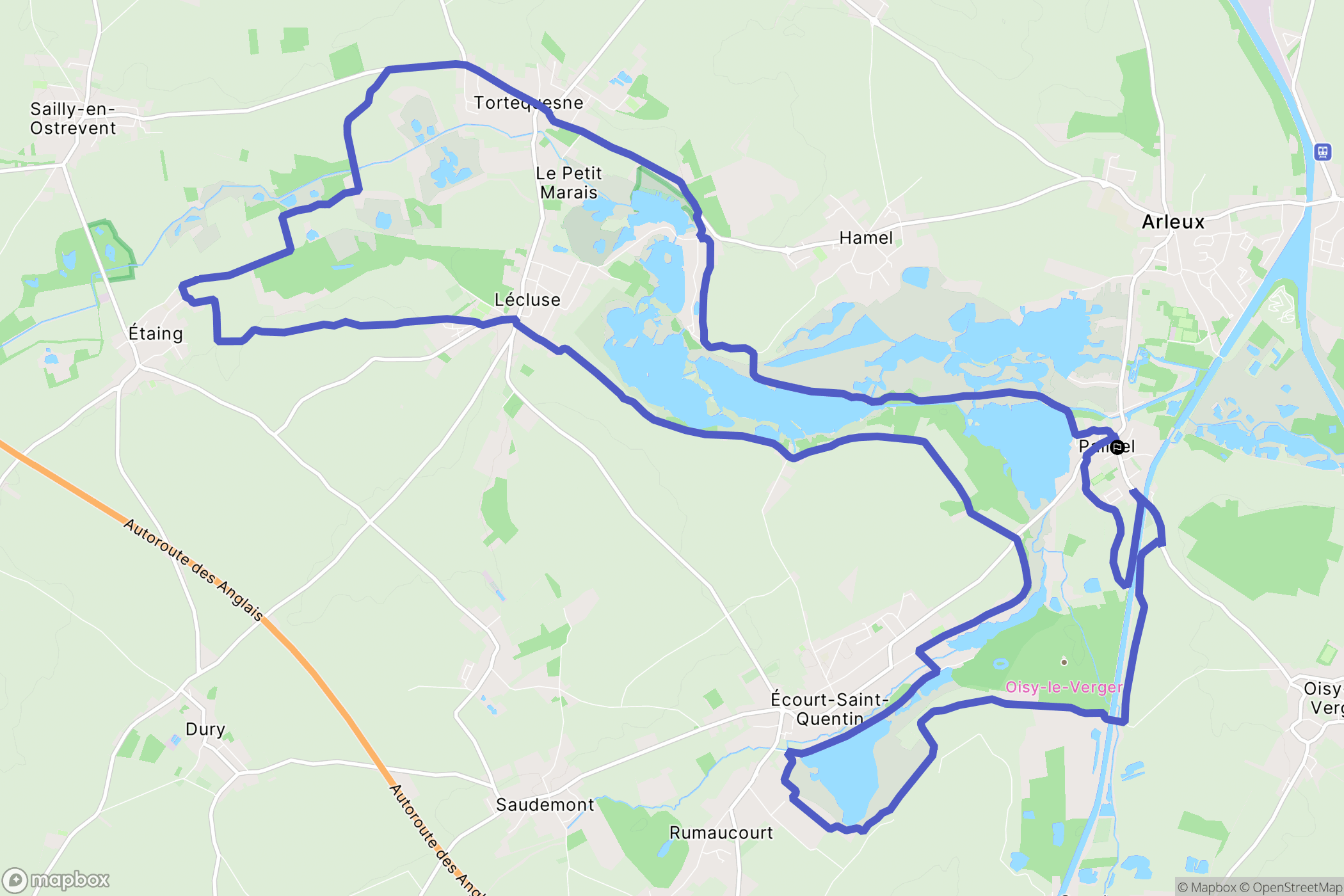 Palluel : carte du parcours de randonnée - France