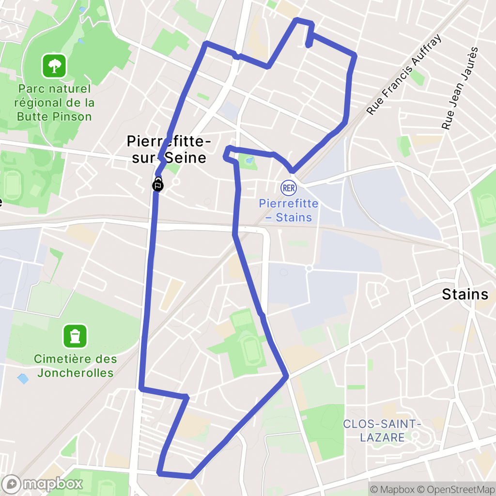 Pierrefitte-sur-Seine : carte du parcours de randonnée - France