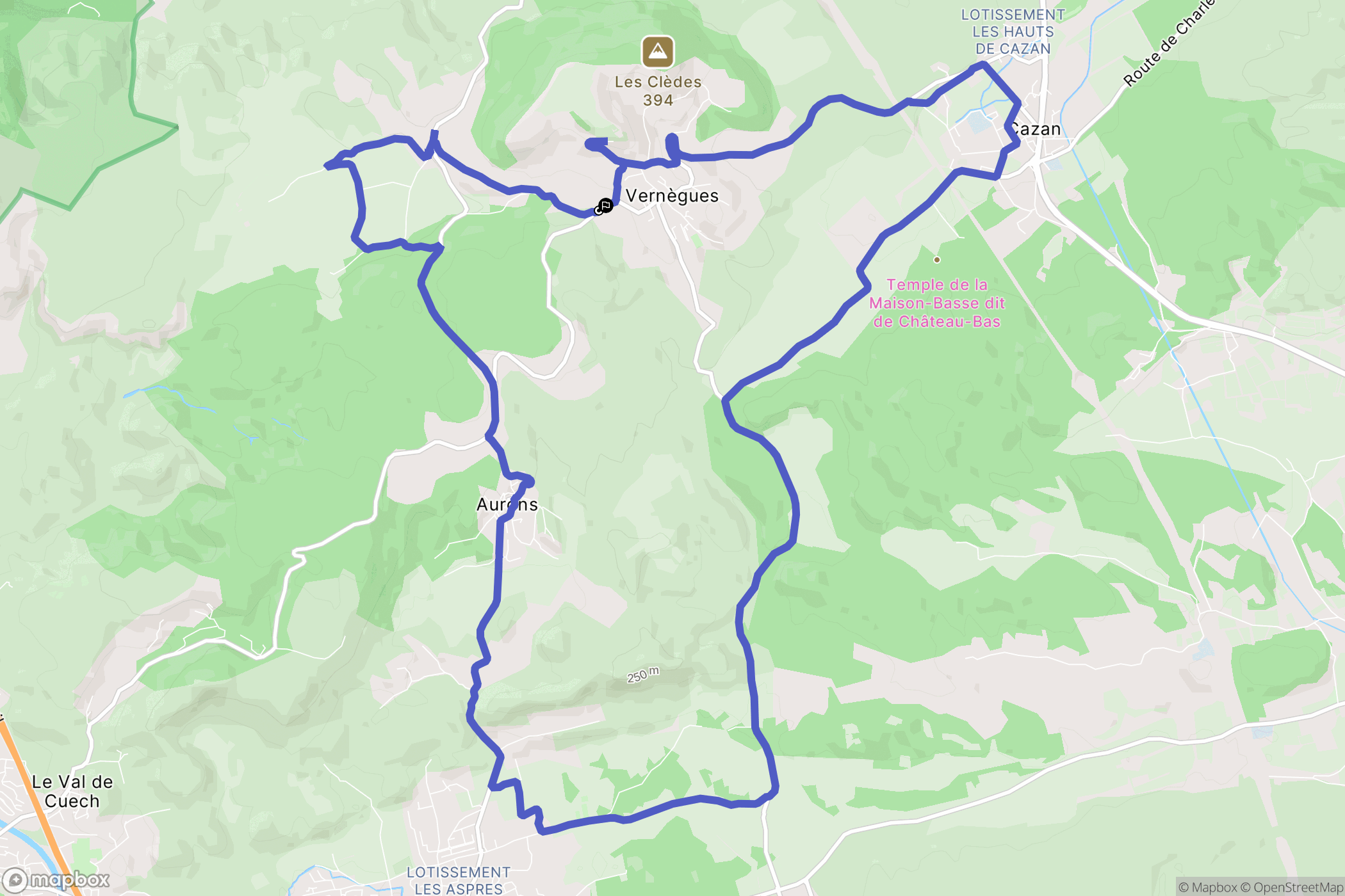 Vernègues : carte du parcours de randonnée - France