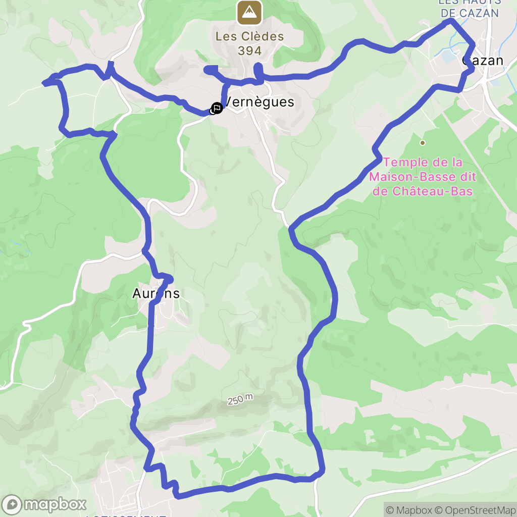 Vernègues : carte du parcours de randonnée - France