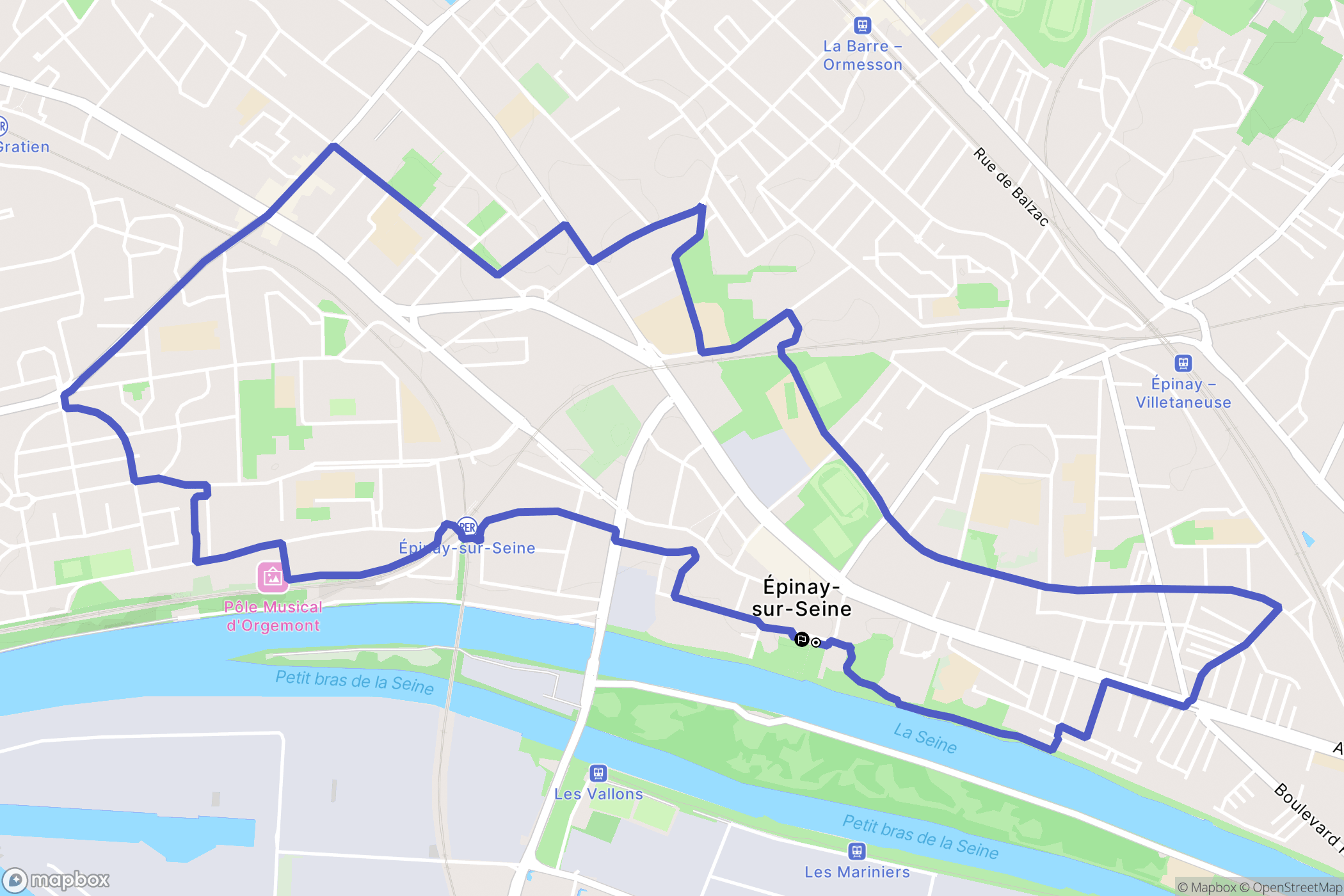 Epinay-sur-Seine : carte du parcours de randonnée - France