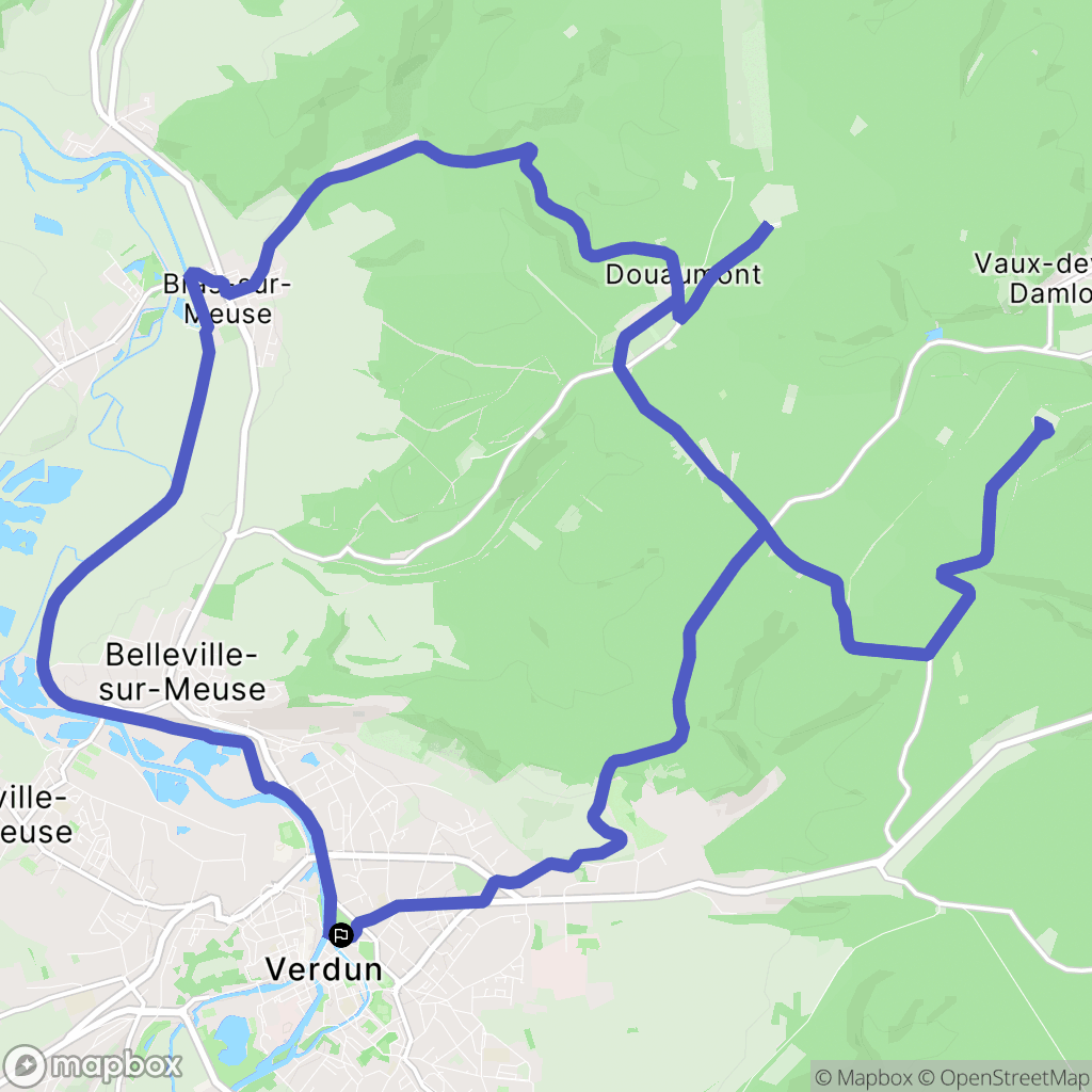 Verdun : carte du parcours de randonnée - France