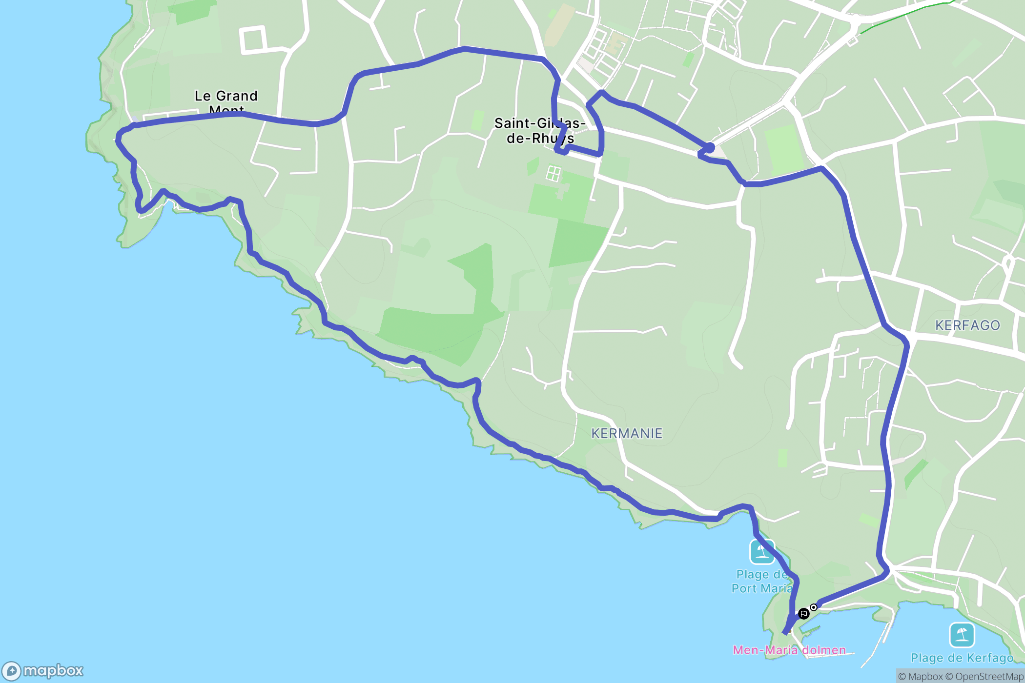 Saint-Gildas-de-Rhuys : carte du parcours de randonnée - France