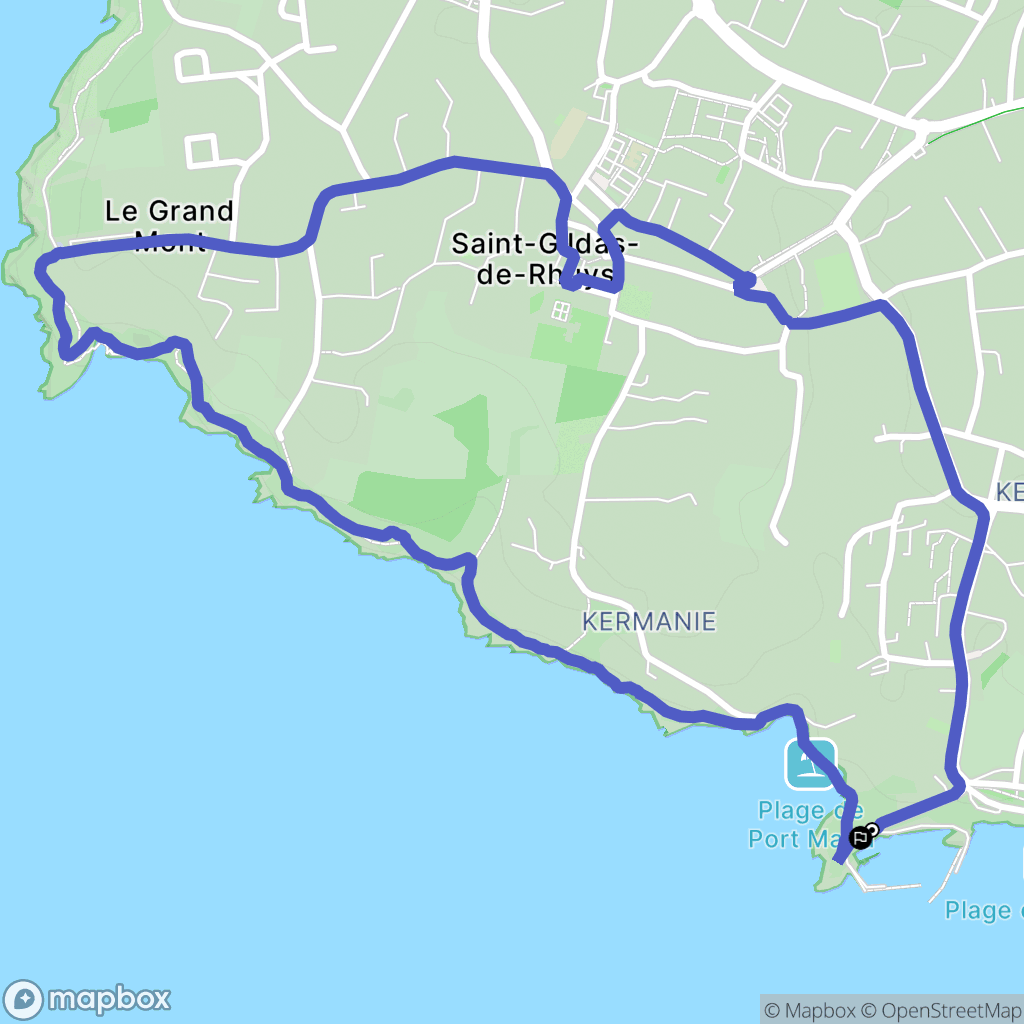 Saint-Gildas-de-Rhuys : carte du parcours de randonnée - France