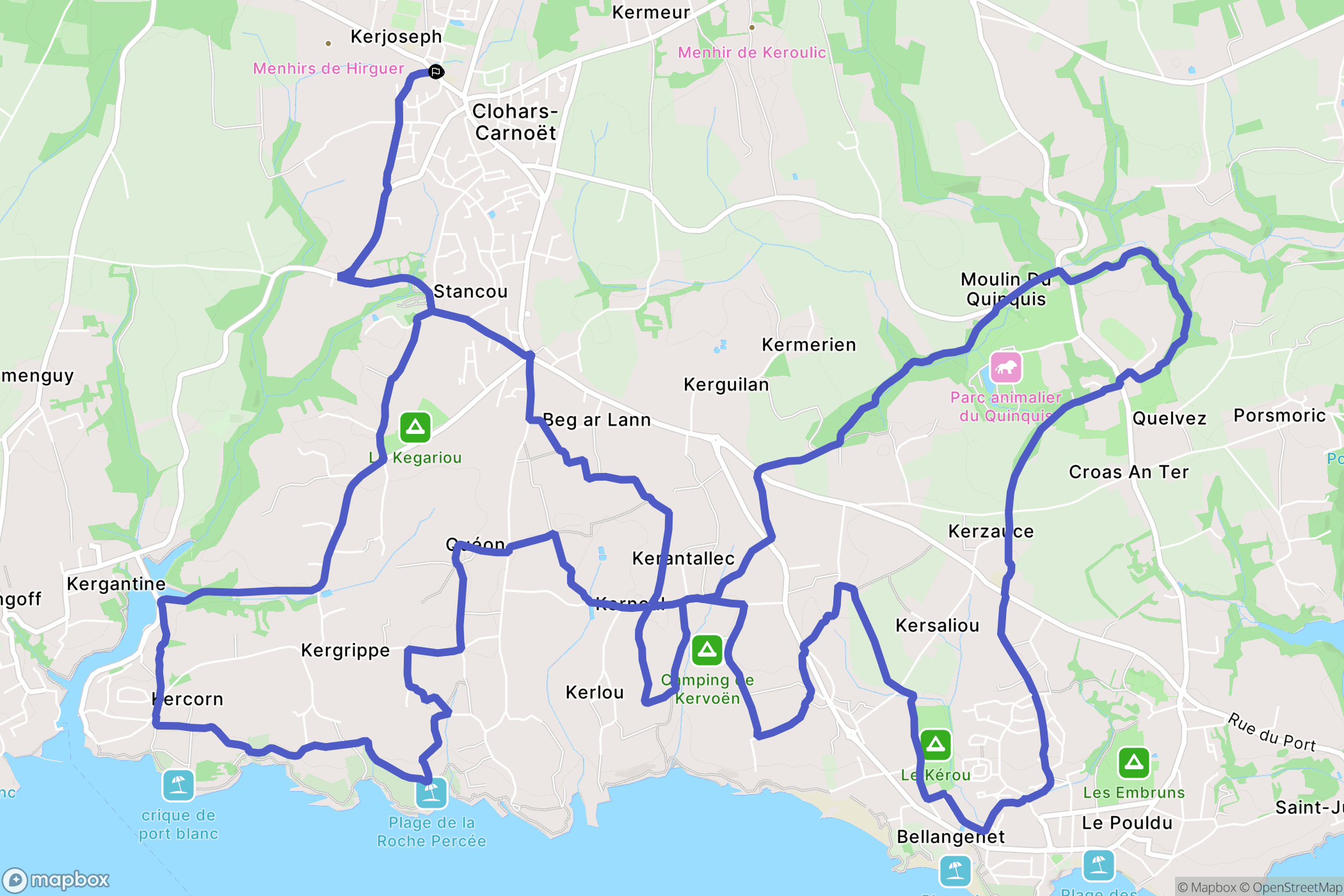 Clohars-Carnoët : carte du parcours de randonnée - France