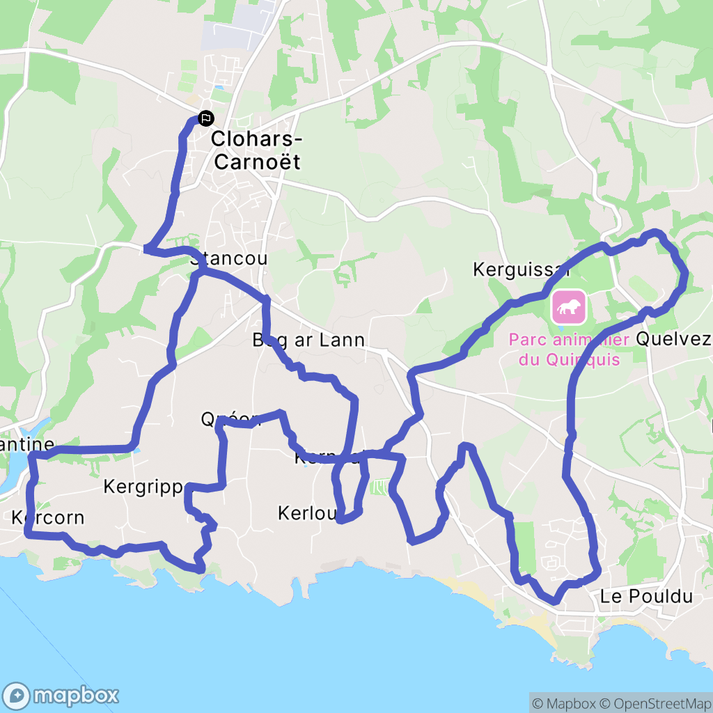 Clohars-Carnoët : carte du parcours de randonnée - France