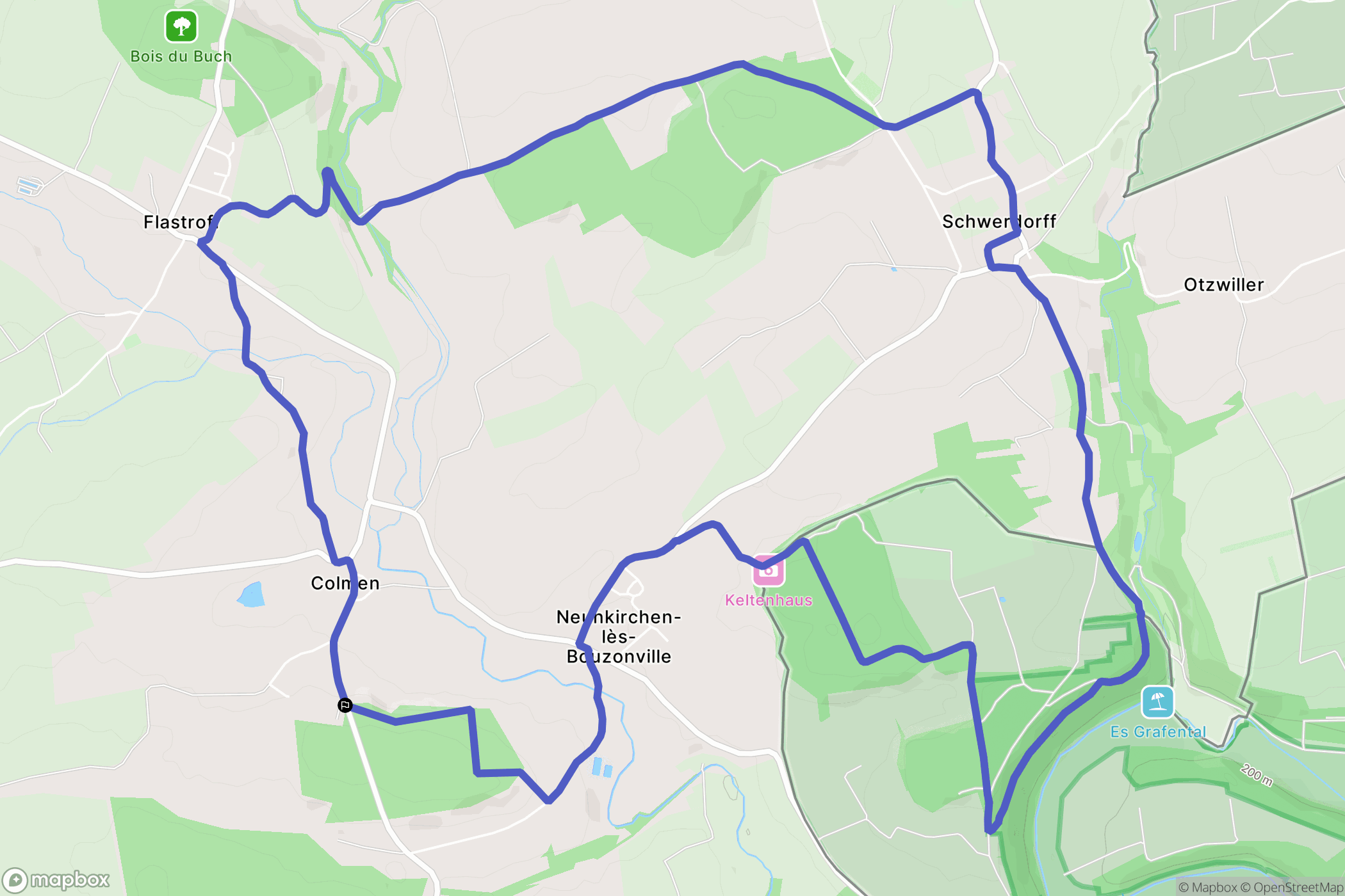 Colmen : carte du parcours de randonnée - France