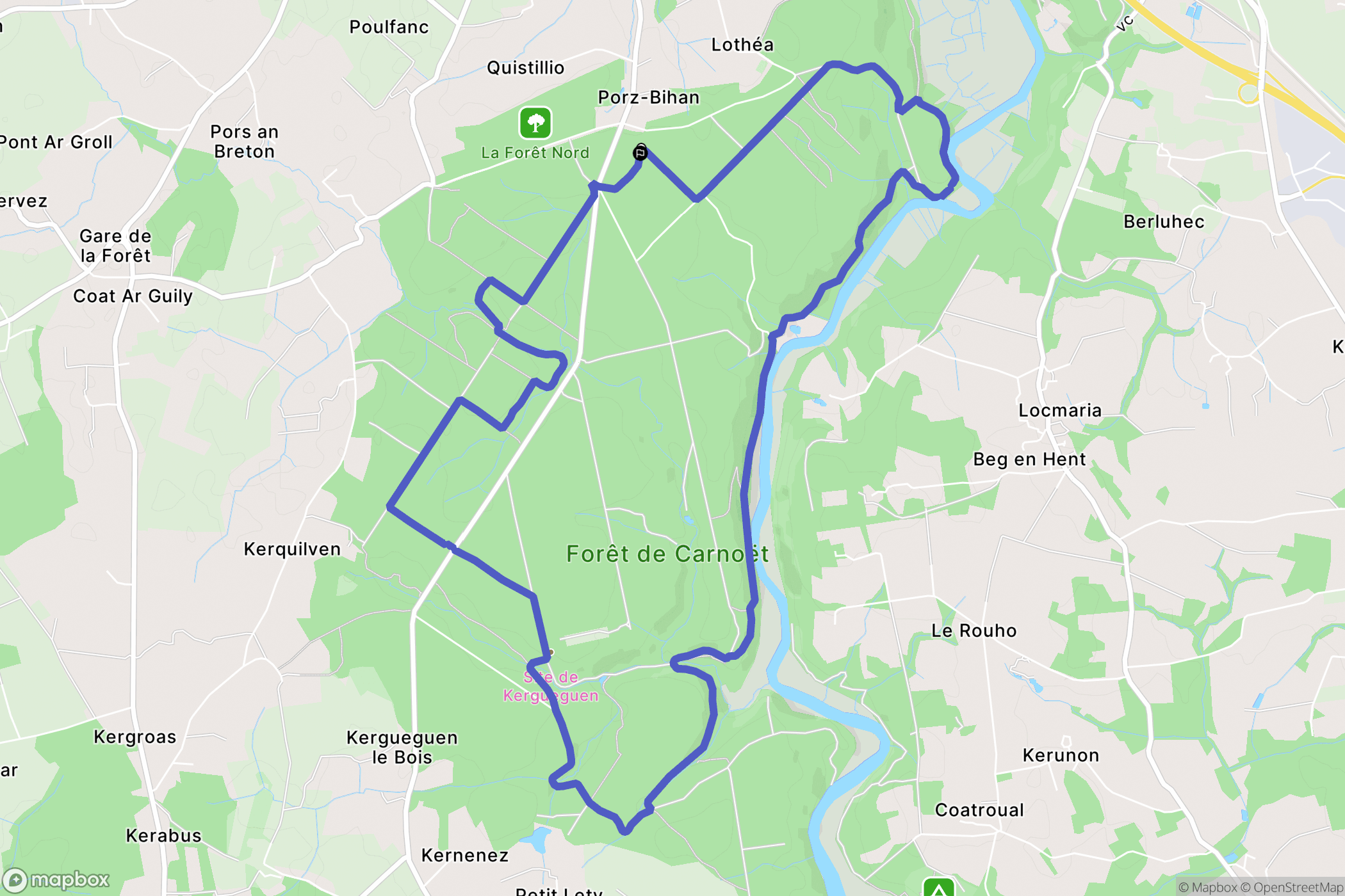Quimperlé : carte du parcours de randonnée - France