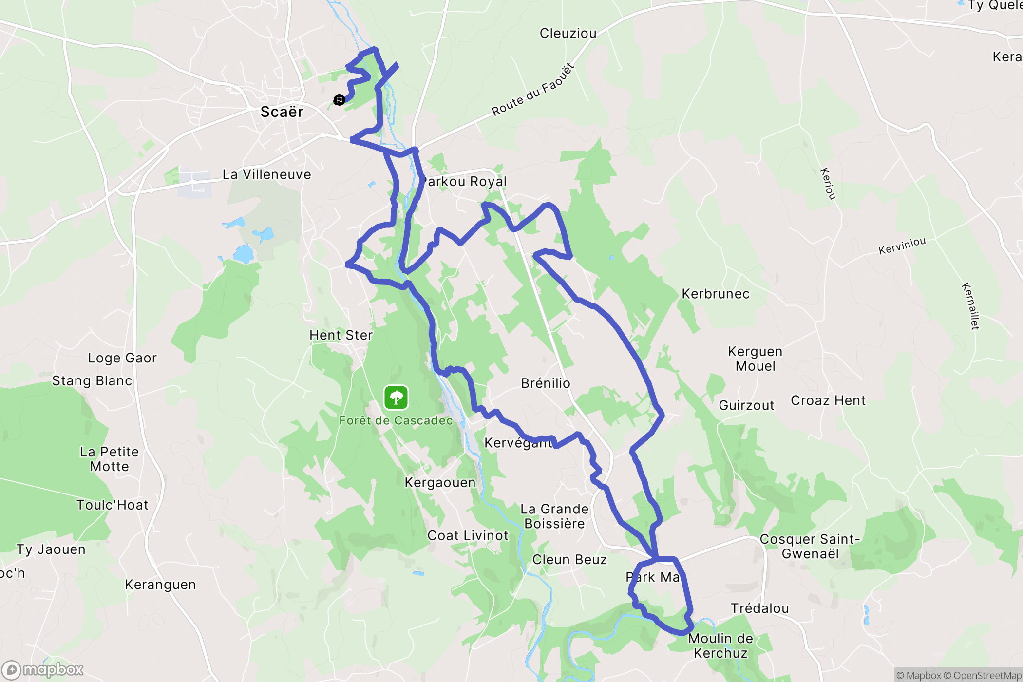 Scaër : carte du parcours de randonnée - France