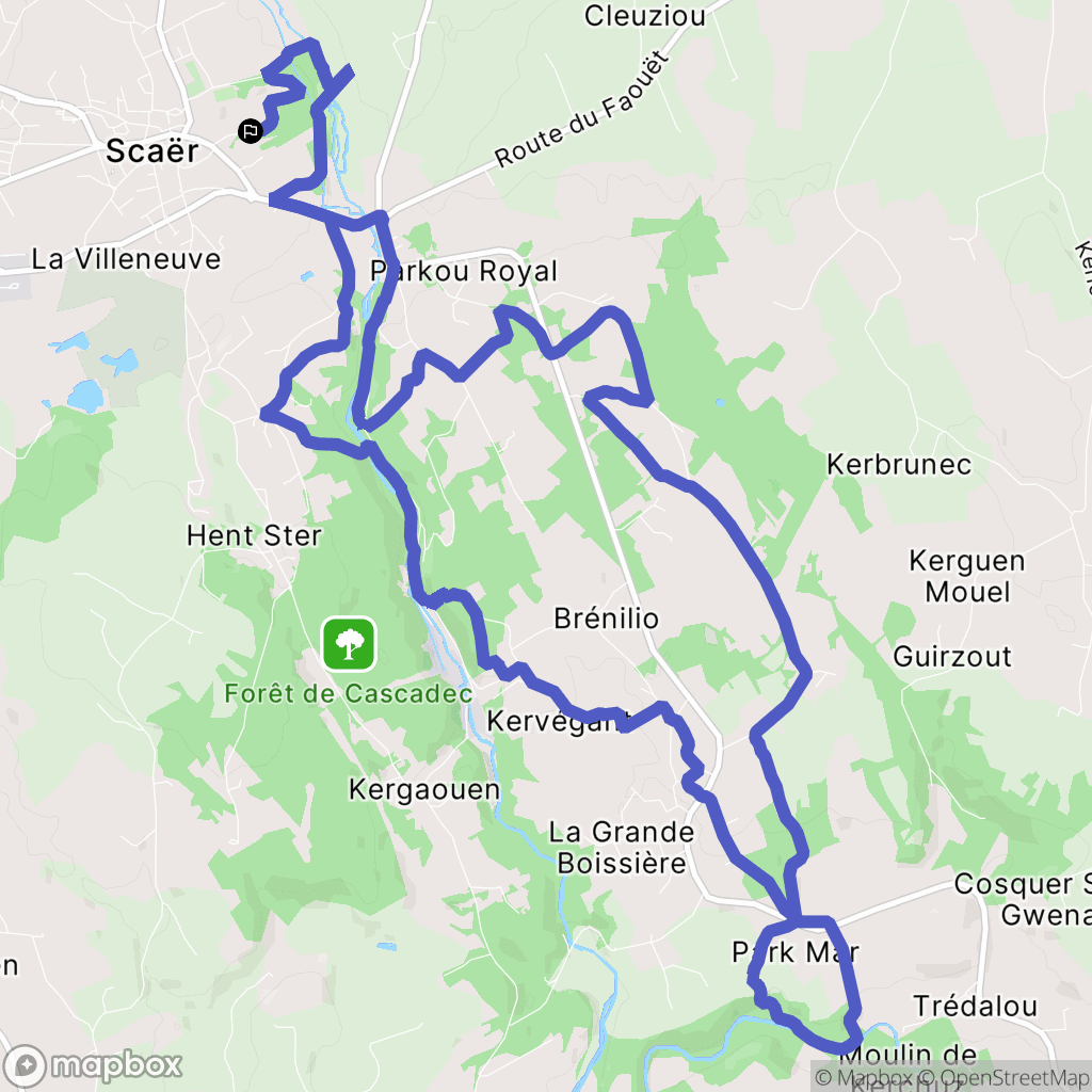 Scaër : carte du parcours de randonnée - France