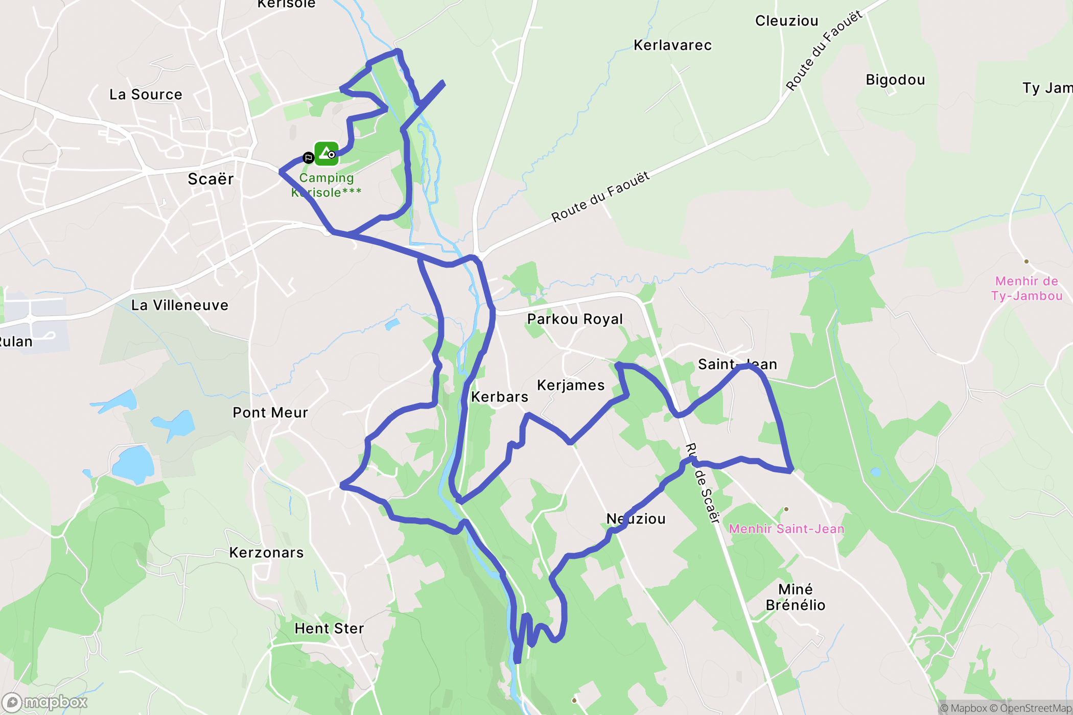 Scaër : carte du parcours de randonnée - France