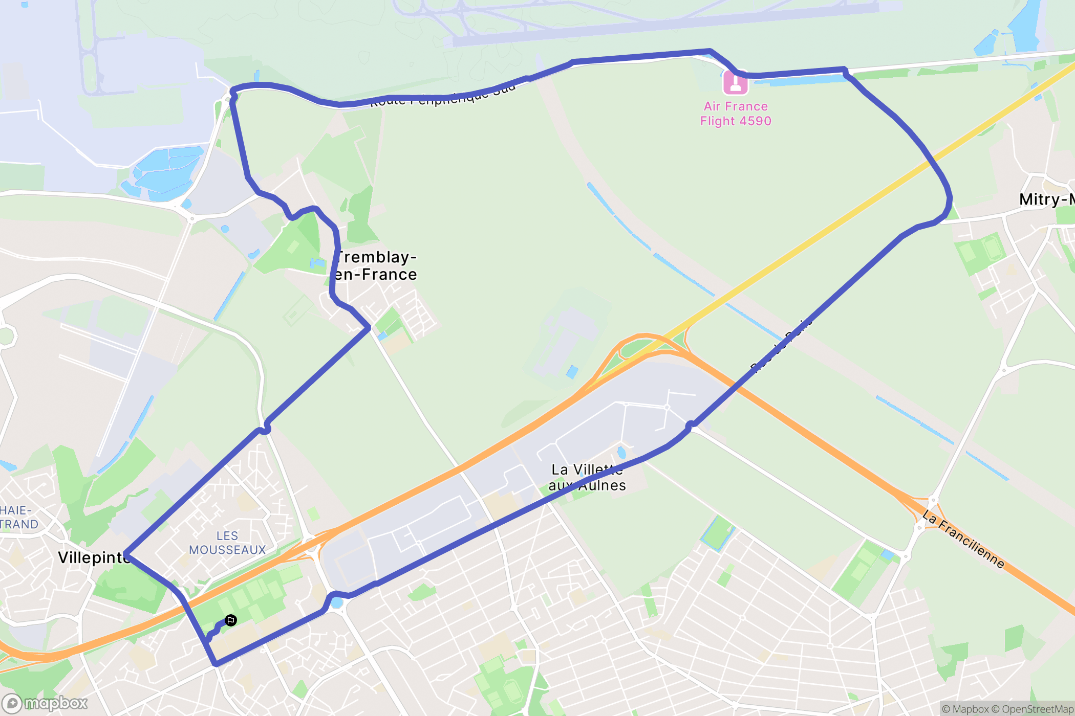 Villepinte : carte du parcours de randonnée - France