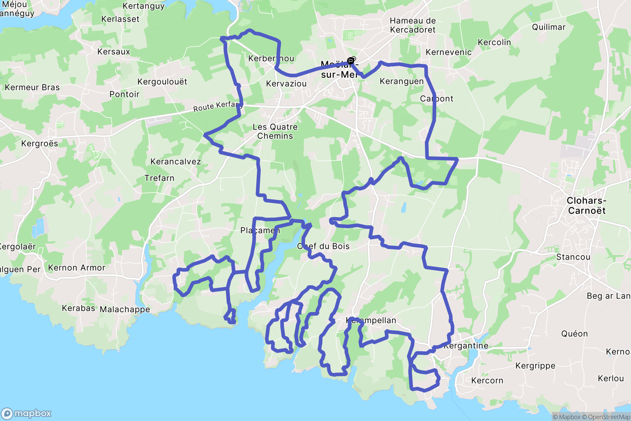 Moëlan-sur-Mer : carte du parcours de randonnée - France