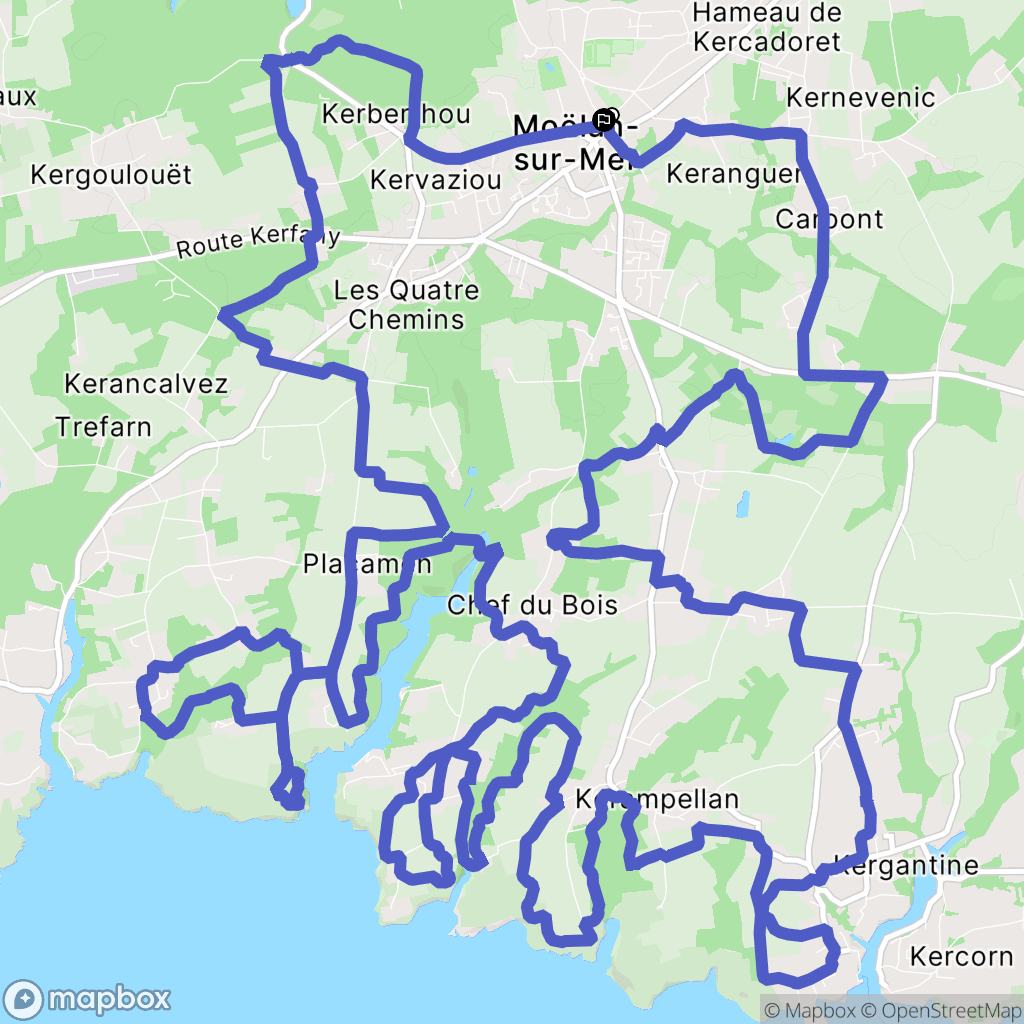 Moëlan-sur-Mer : carte du parcours de randonnée - France