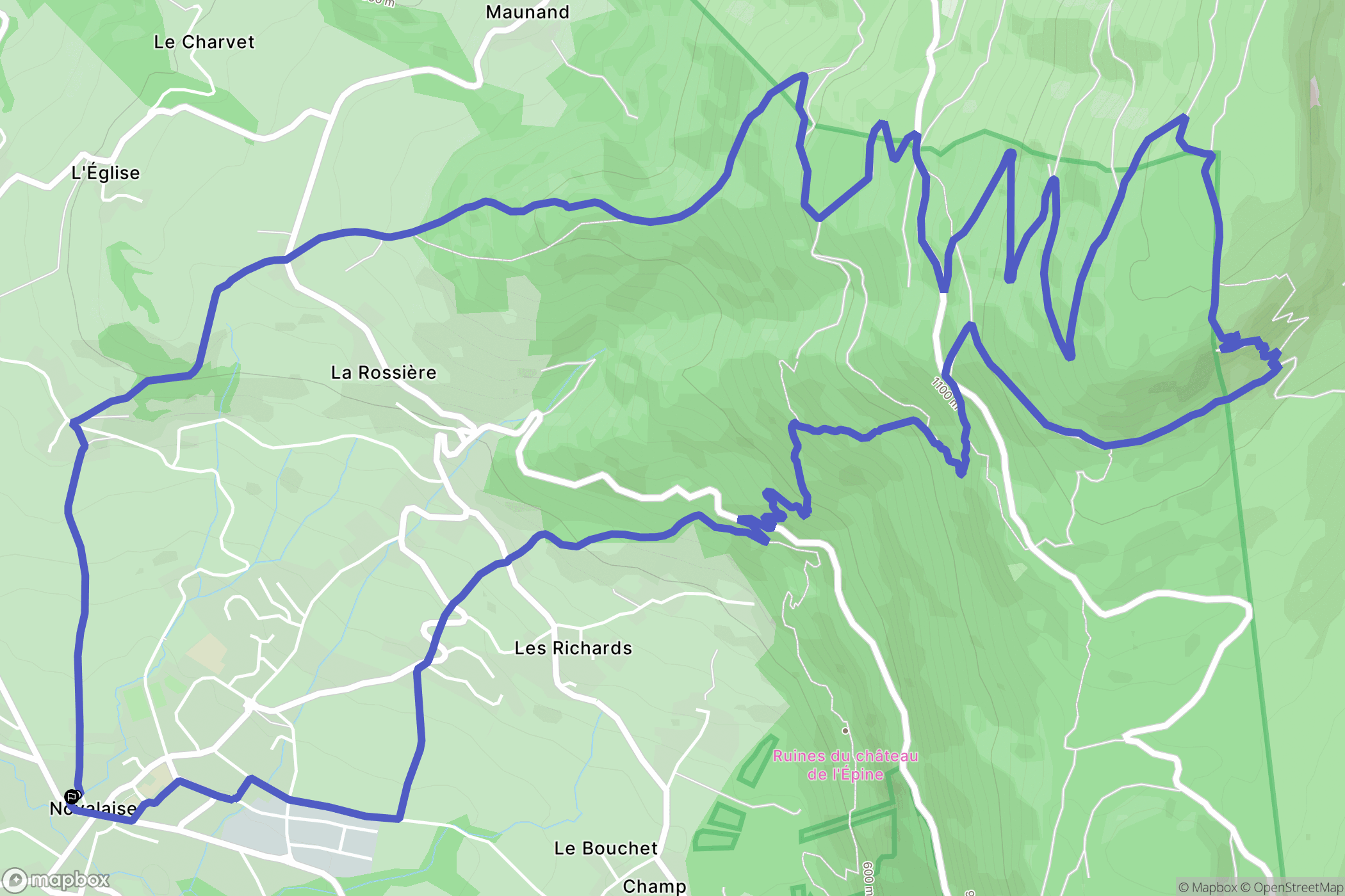 Novalaise : carte du parcours de randonnée - France