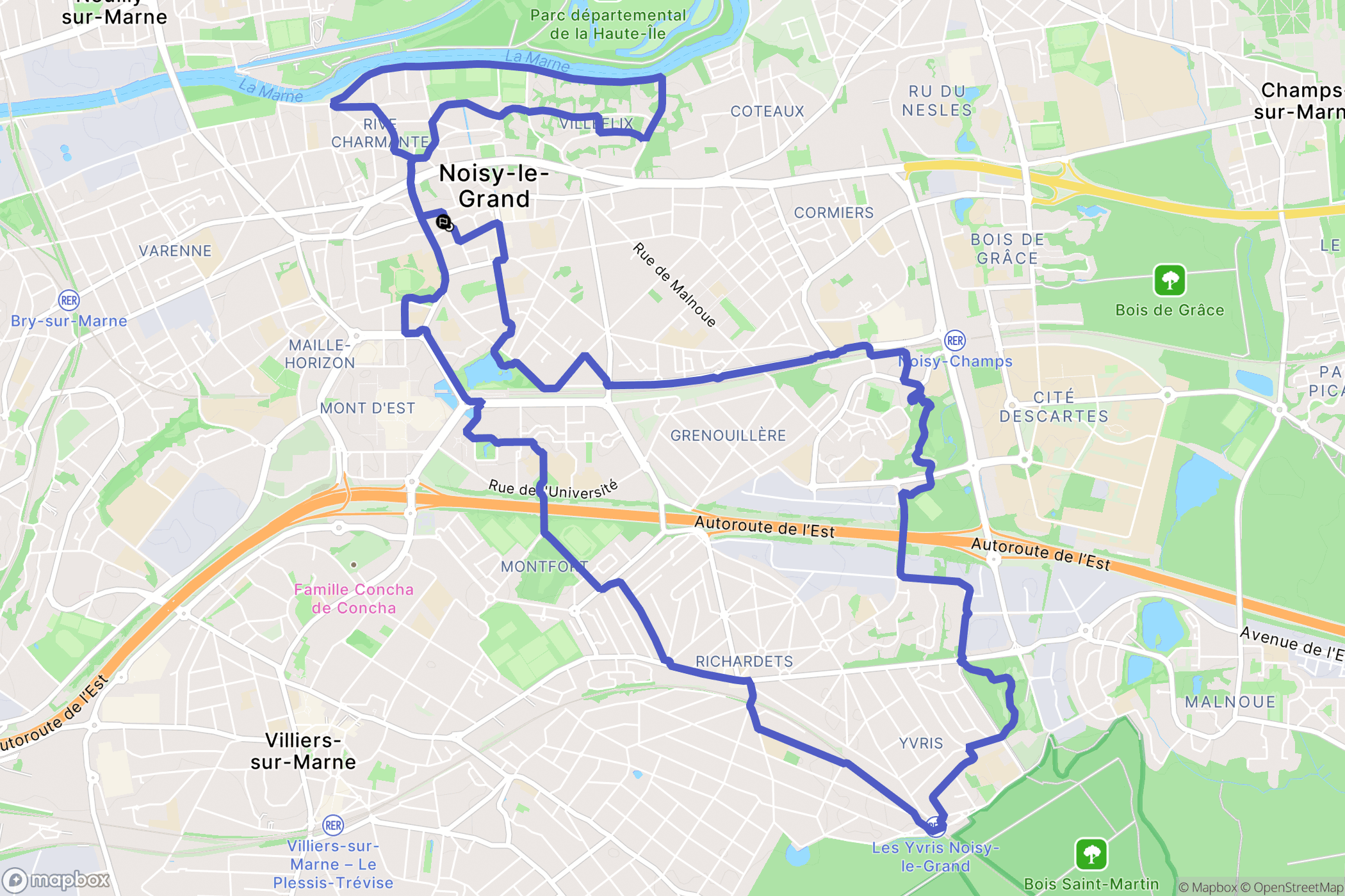 Noisy-le-Grand : carte du parcours de randonnée - France