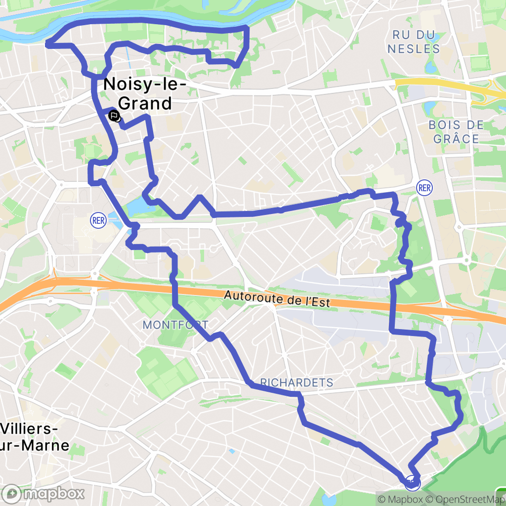 Noisy-le-Grand : carte du parcours de randonnée - France