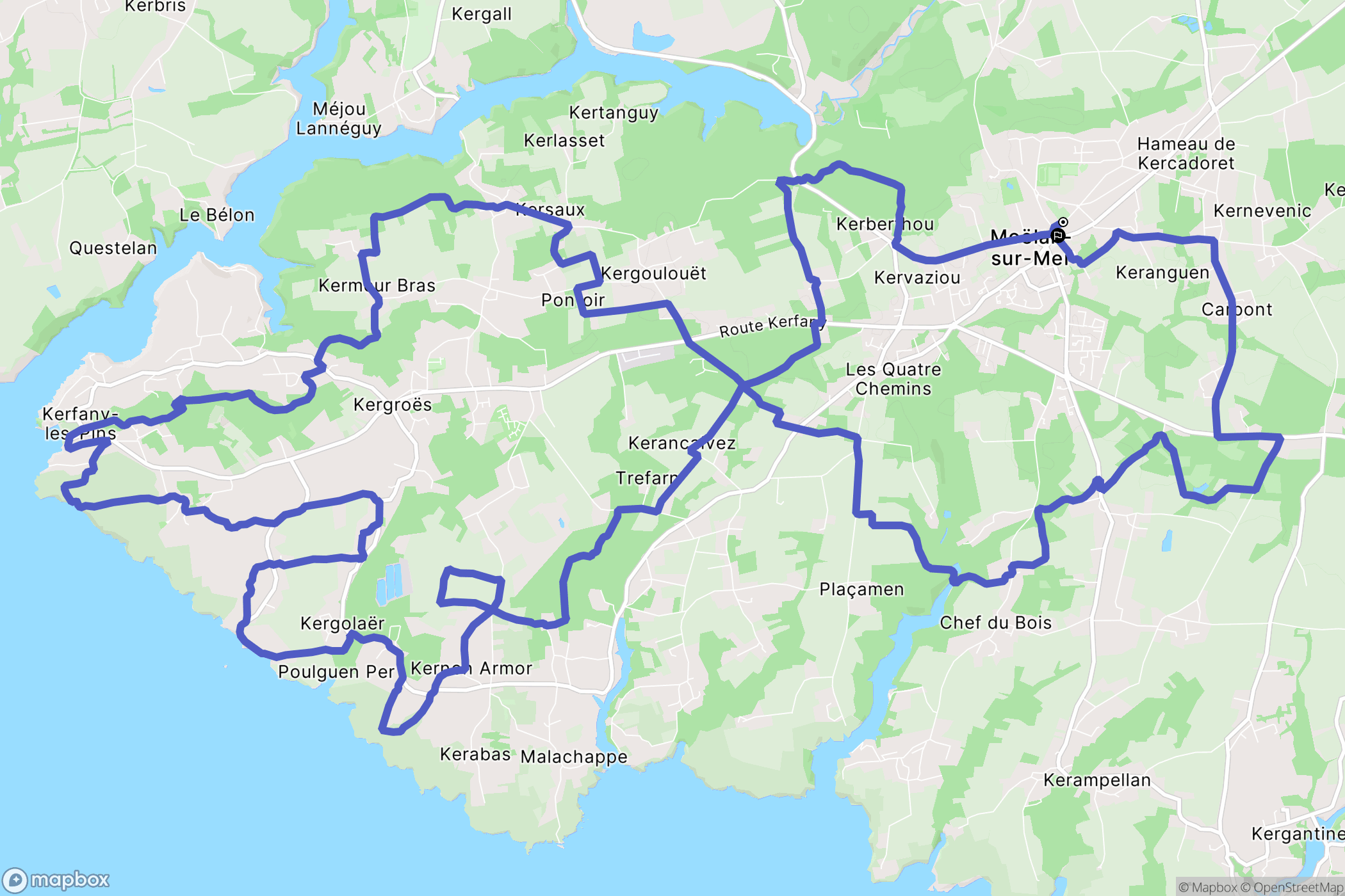 Moëlan-sur-Mer : carte du parcours de randonnée - France