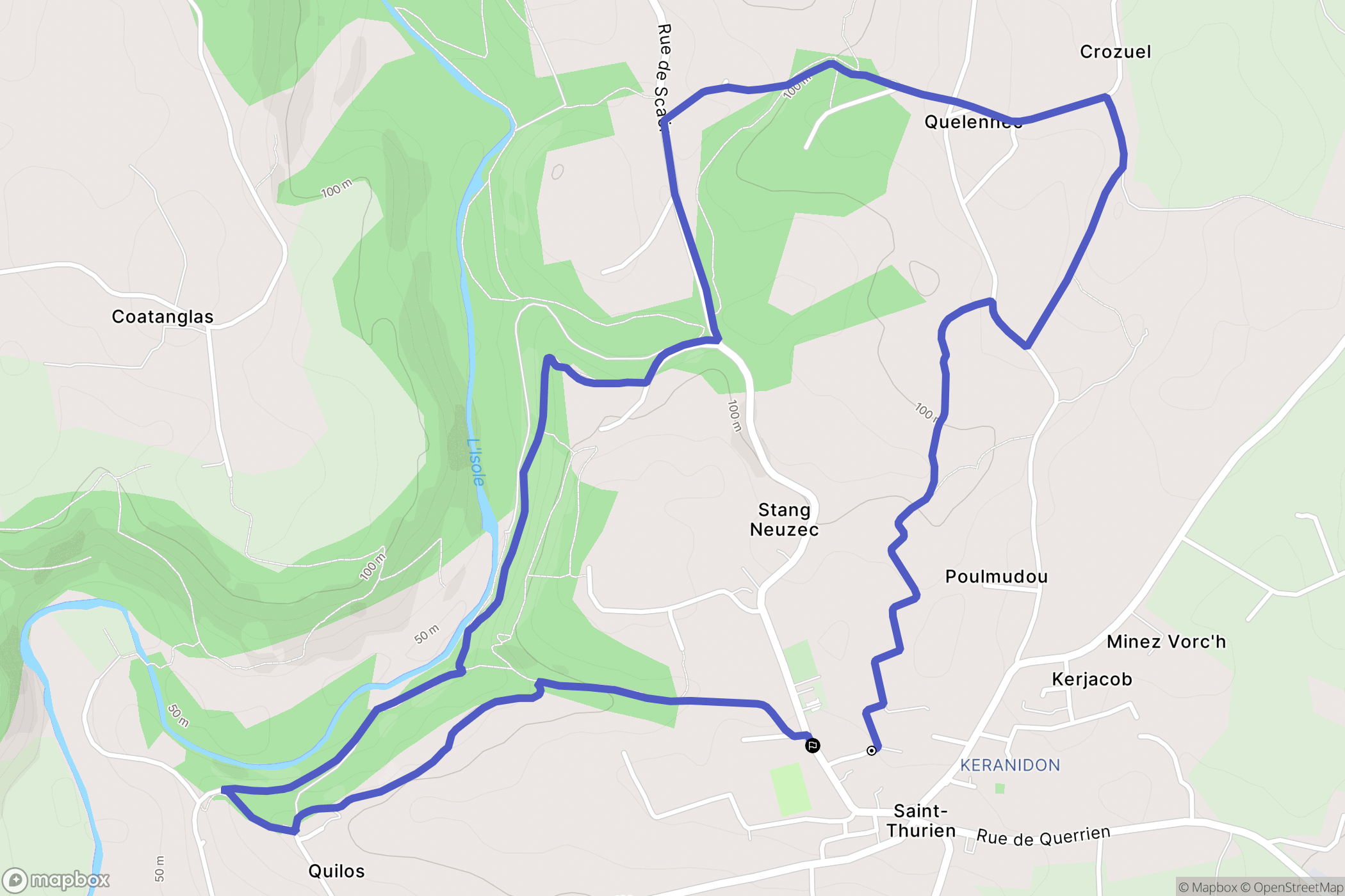 Saint-Thurien : carte du parcours de randonnée - France