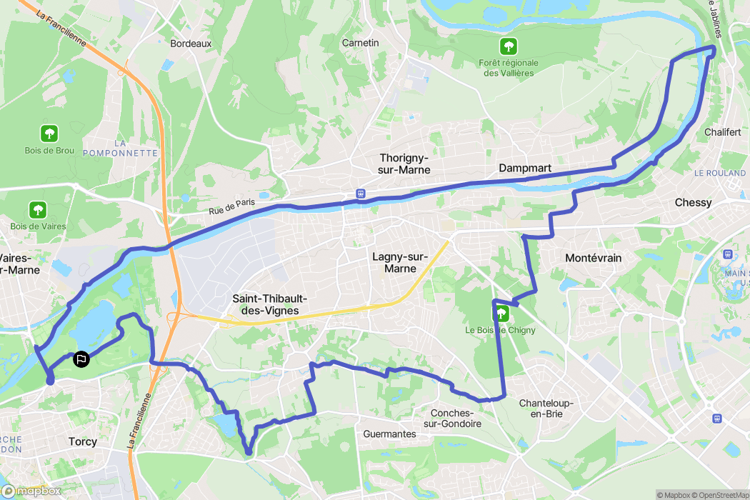 Torcy : carte du parcours de randonnée - France