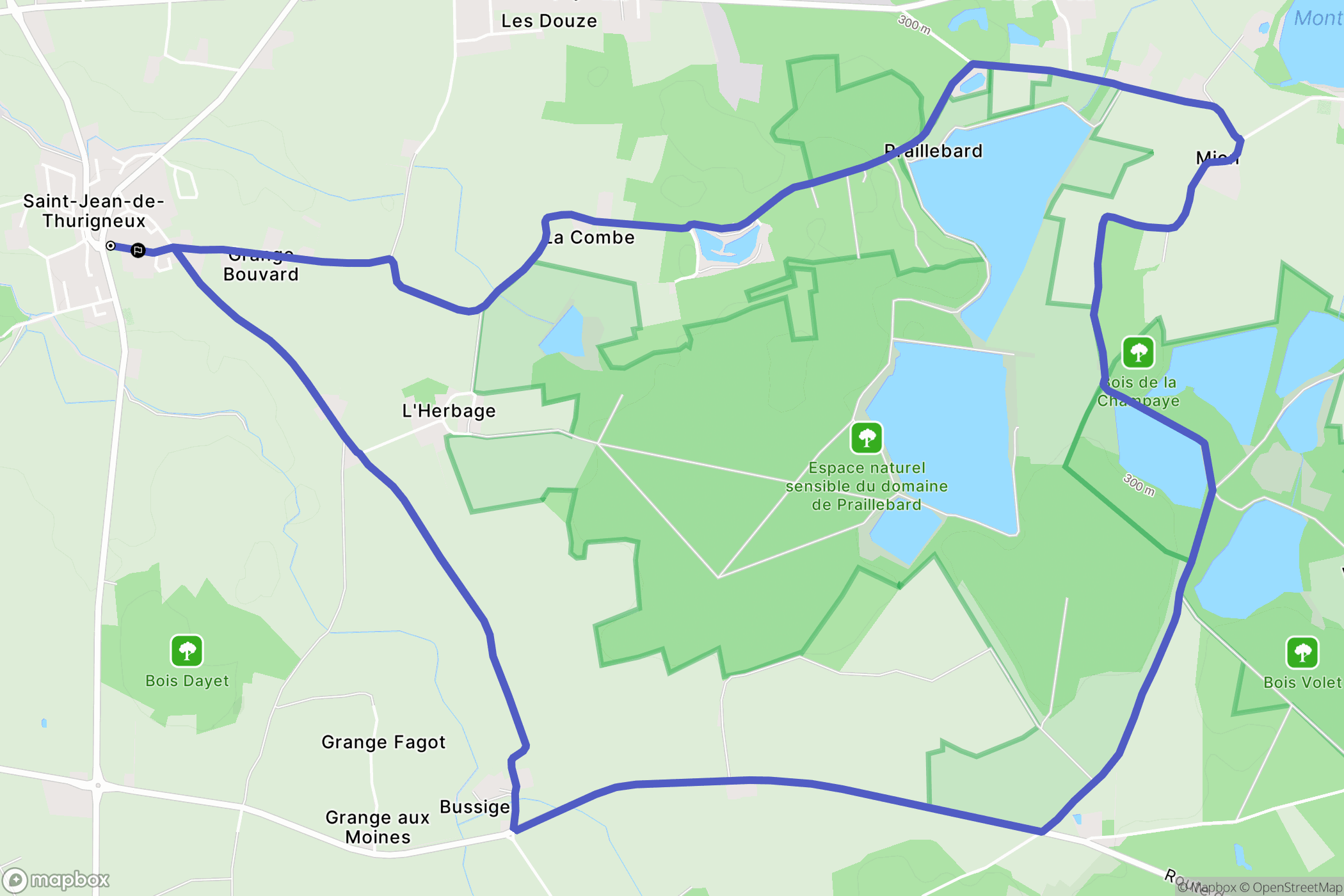 Saint-Jean-de-Thurigneux : carte du parcours de randonnée - France