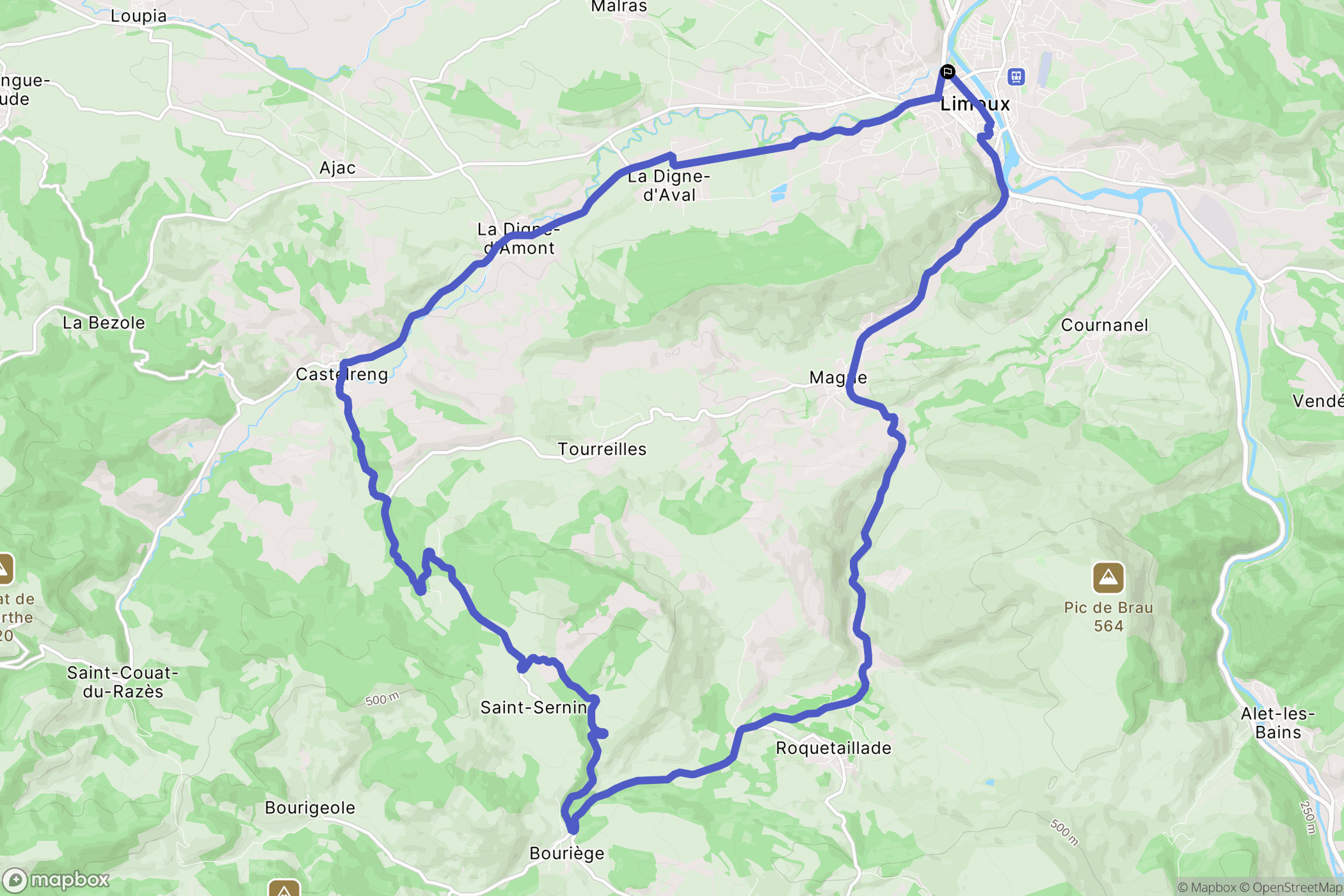 Limoux : carte du parcours de randonnée - France