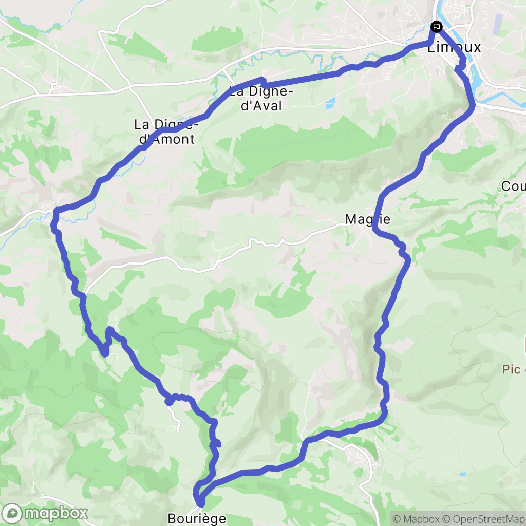 Limoux : carte du parcours de randonnée - France